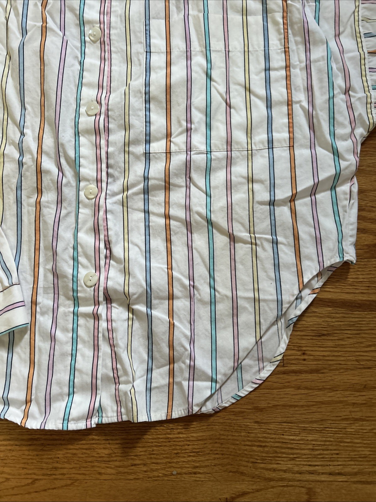 Vintage Averroe Medium Women’s Shirt 100% Cotton Striped Pastels 80’s Candy Vibe