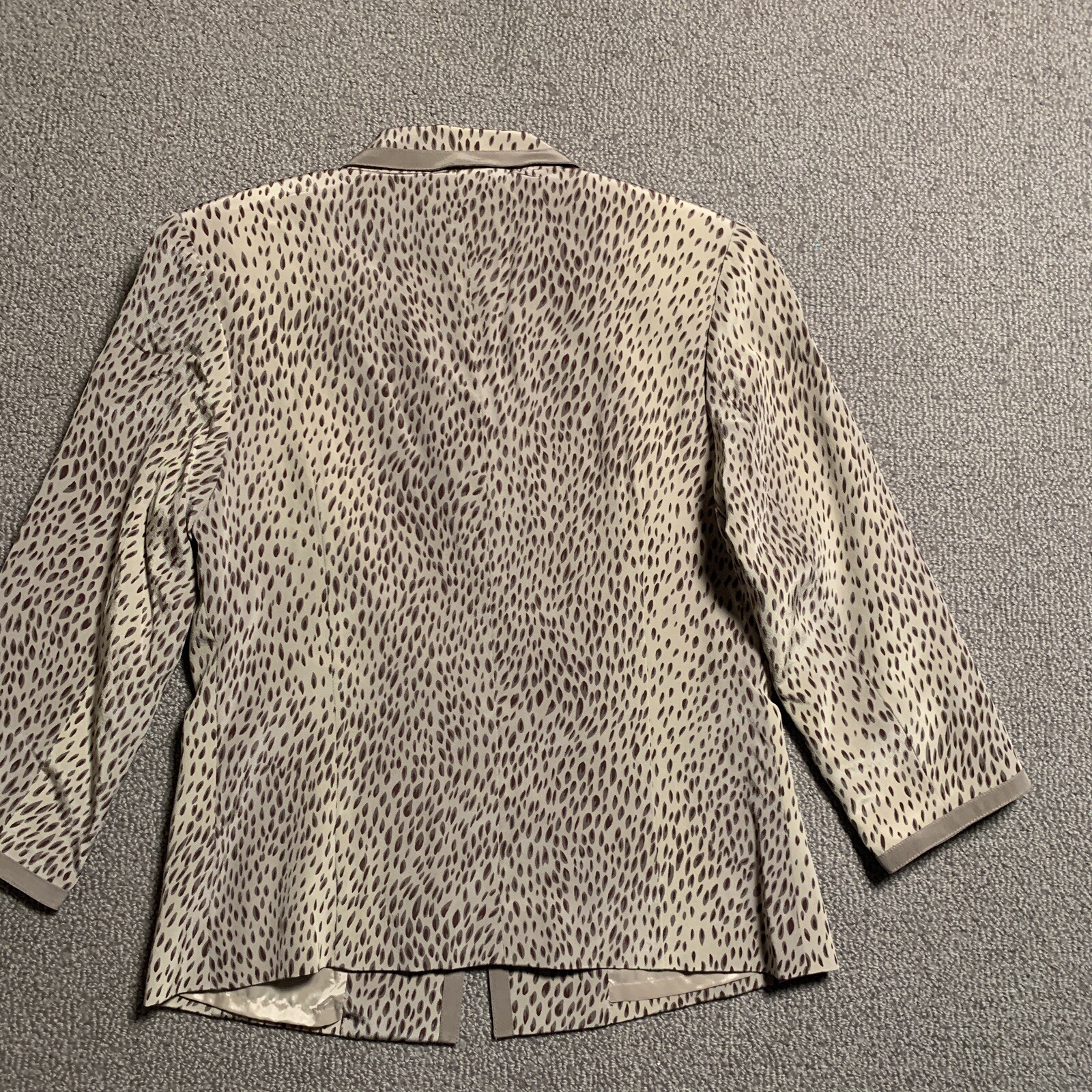 Vintage Vera Cristina Jacket Women S 100% Silk Blazer Beige Animal Print Lined