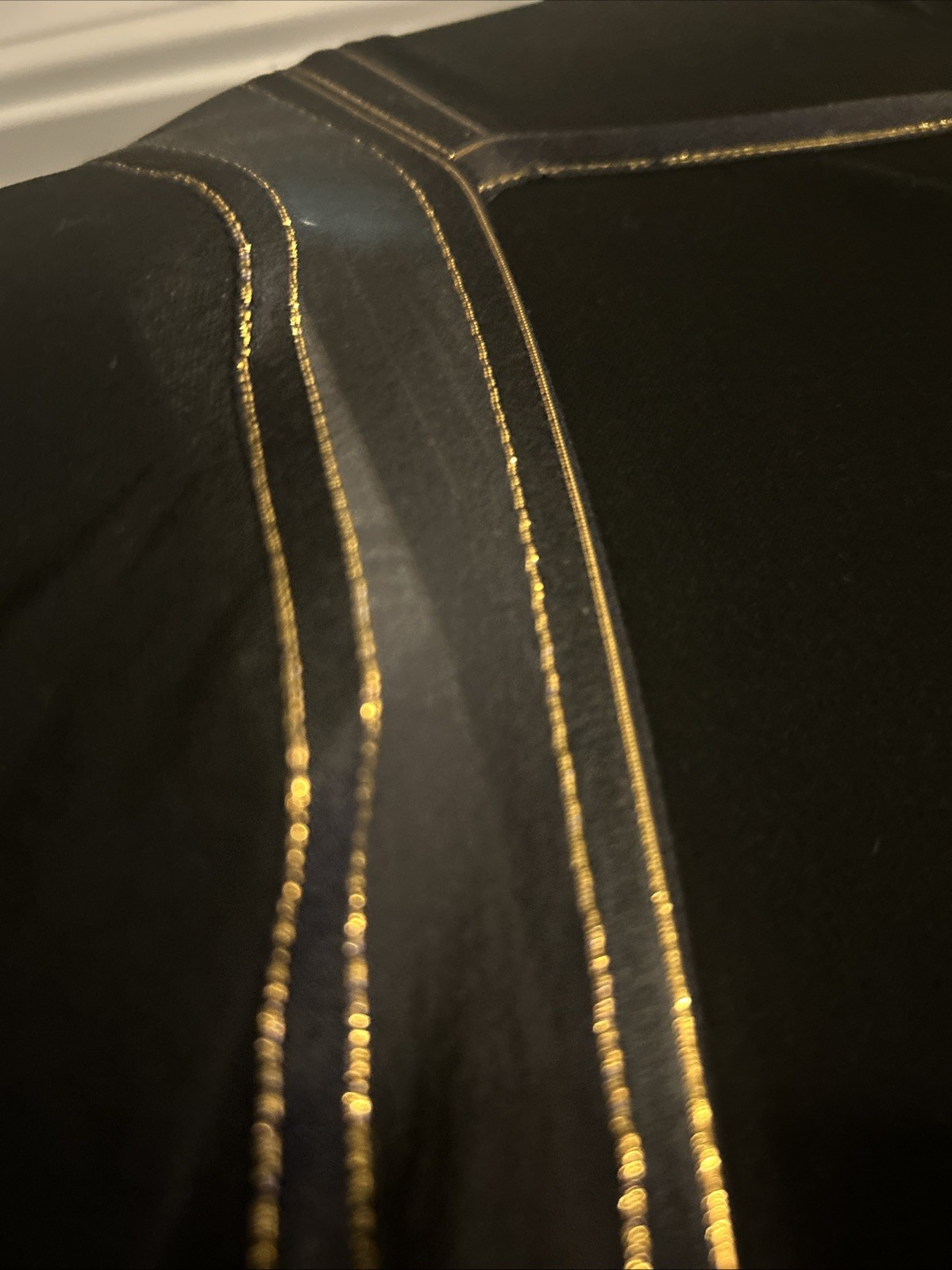 Vintage Janice Wainwright England Black Gold Viscose Dress Mesh US 10 UK 12