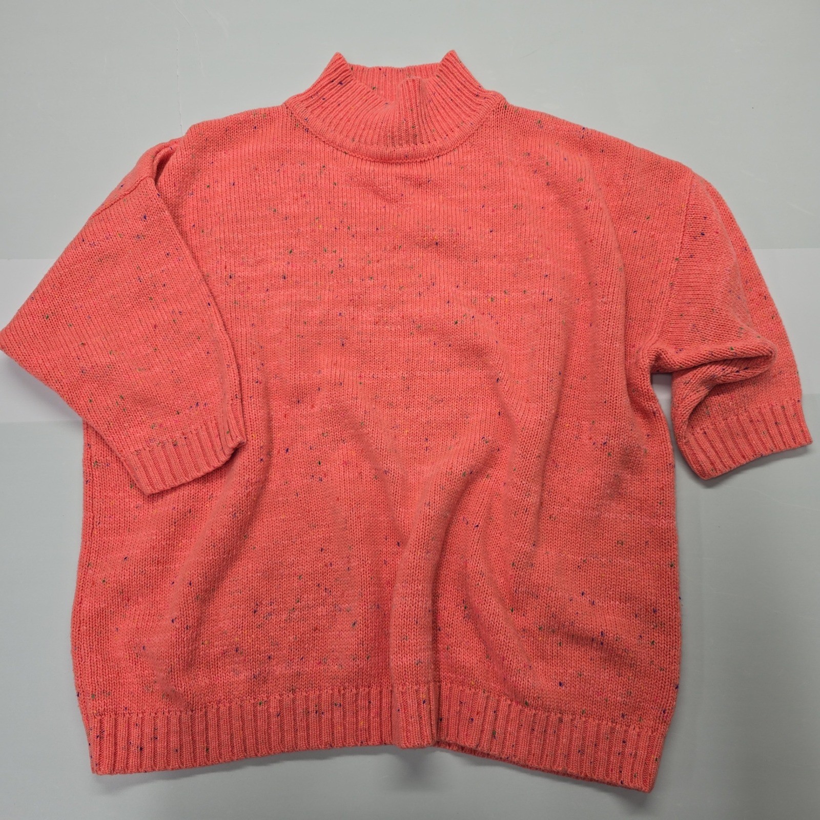 Venezia Sportswear Vintage XL Pink Confetti Speckled Knit Mock Neck Sweater