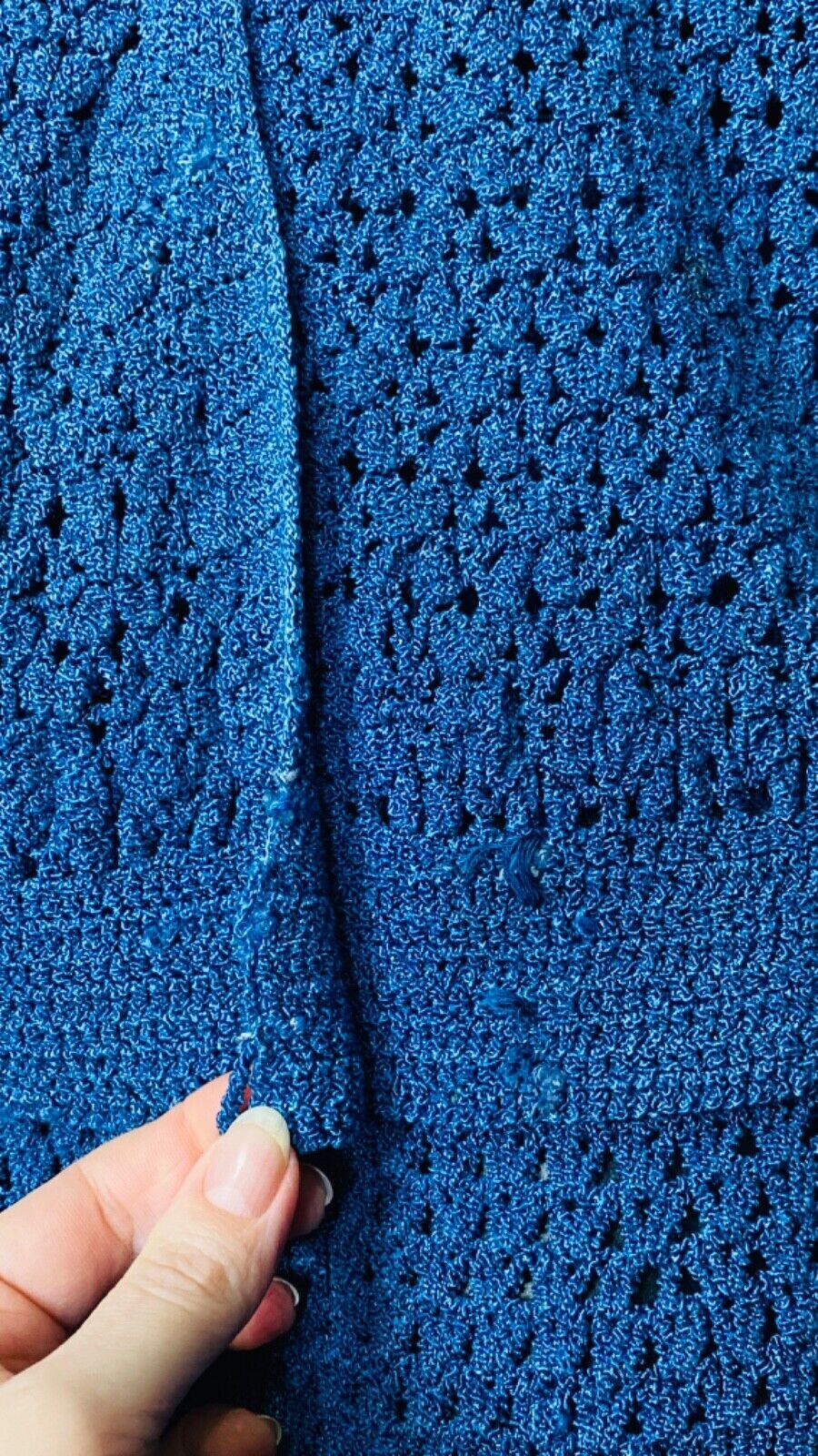 Vintage 1930s blue knit dress set, skirt long sleeve 1940s sweater outfit S M