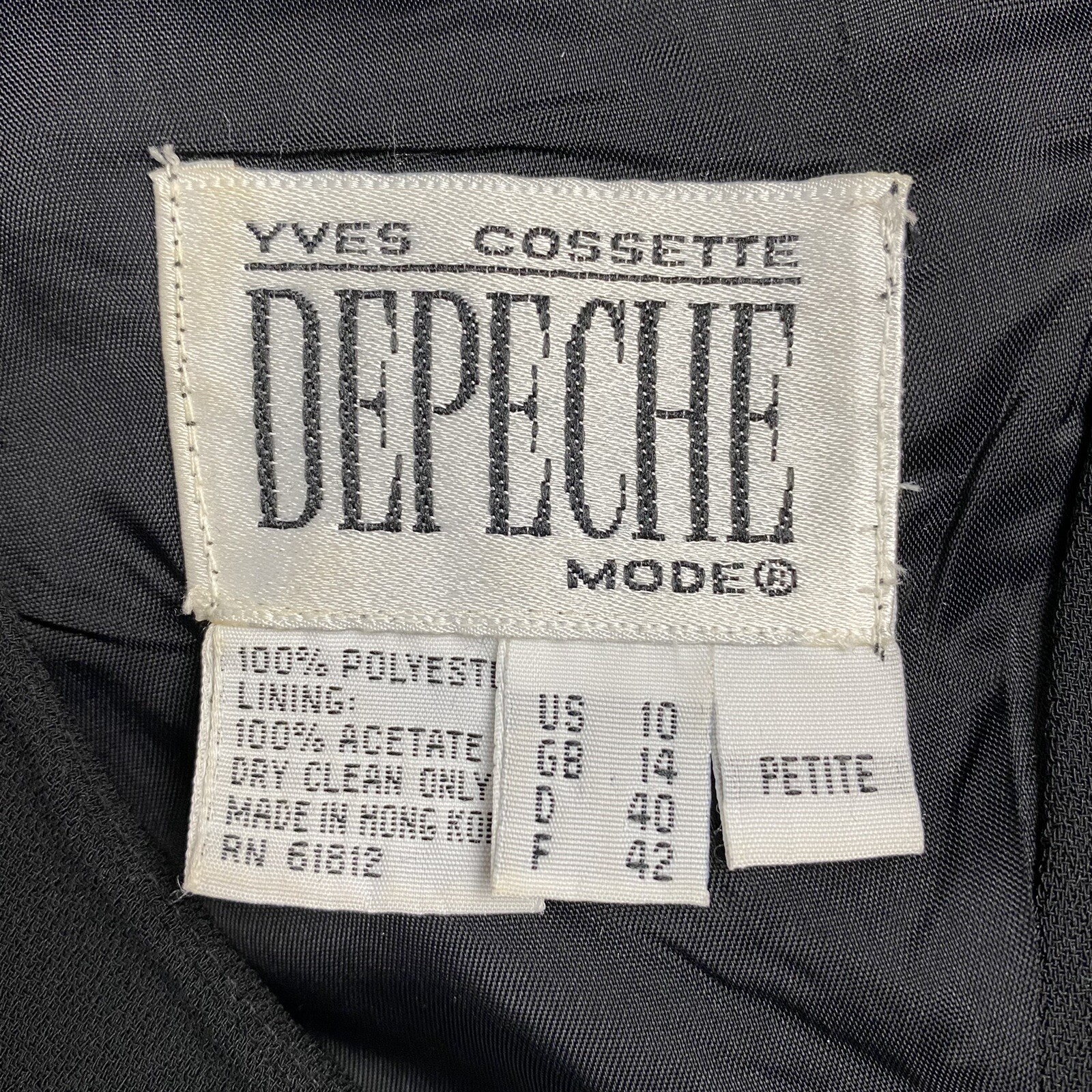 Vintage Yves Cossette Depeche Mode Little Black Dress US 10 Petite Beaded Detail