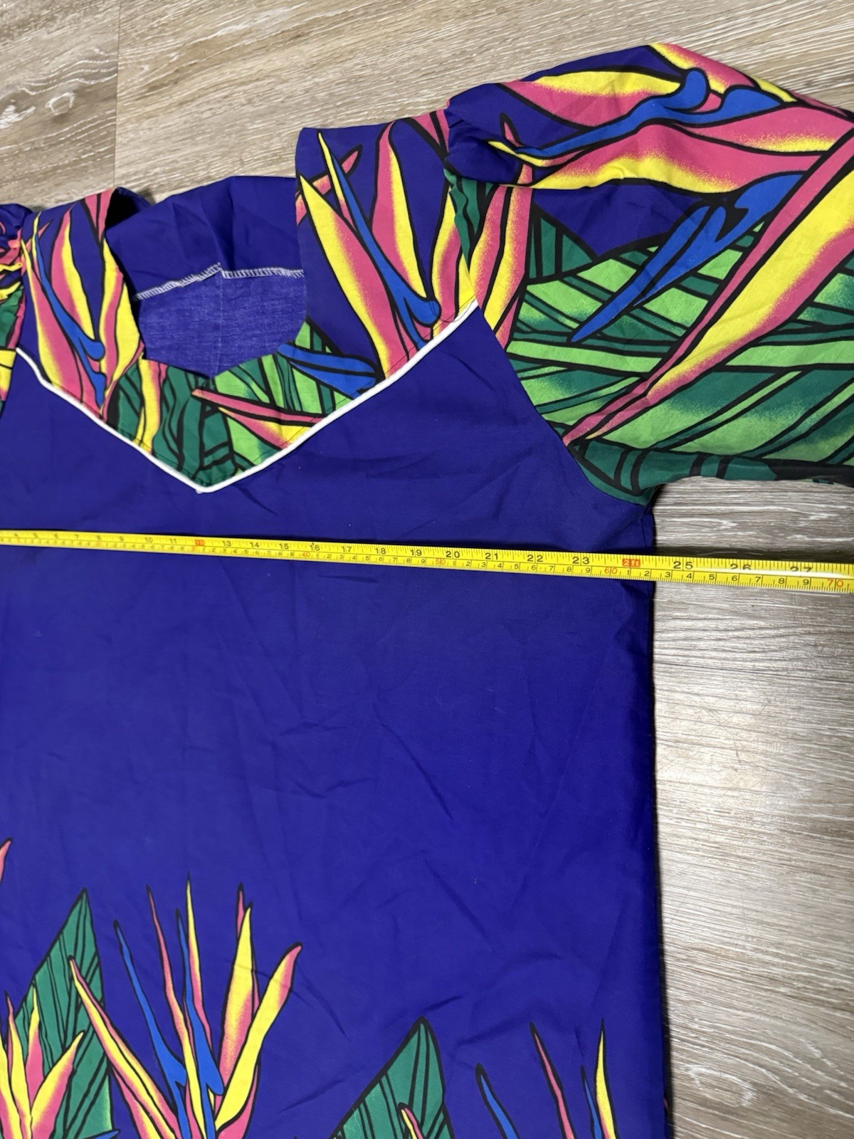 VTG 70s Hawaiian Dress Muumuu Tropical Bird Of Paradise Hand Made M Sz L EUC