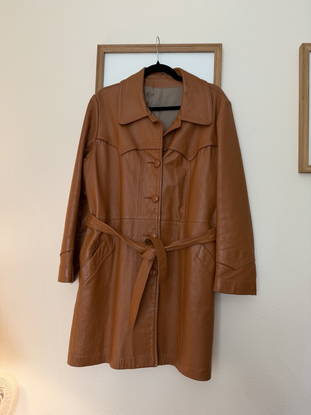 Vintage Leather 70s New England Leather Company Western Coat Long Coat