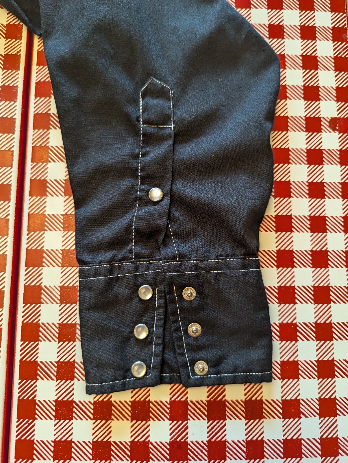 Vintage Panhandle Slim Western Bib Front Shirt Mens L Black Pearl Snap USA 80s