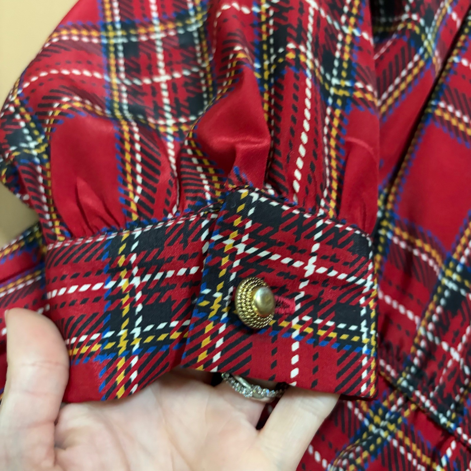 Leslie Fay Vintage Red Plaid Midi Secretary Dress Belted Pleated 18WP Petite