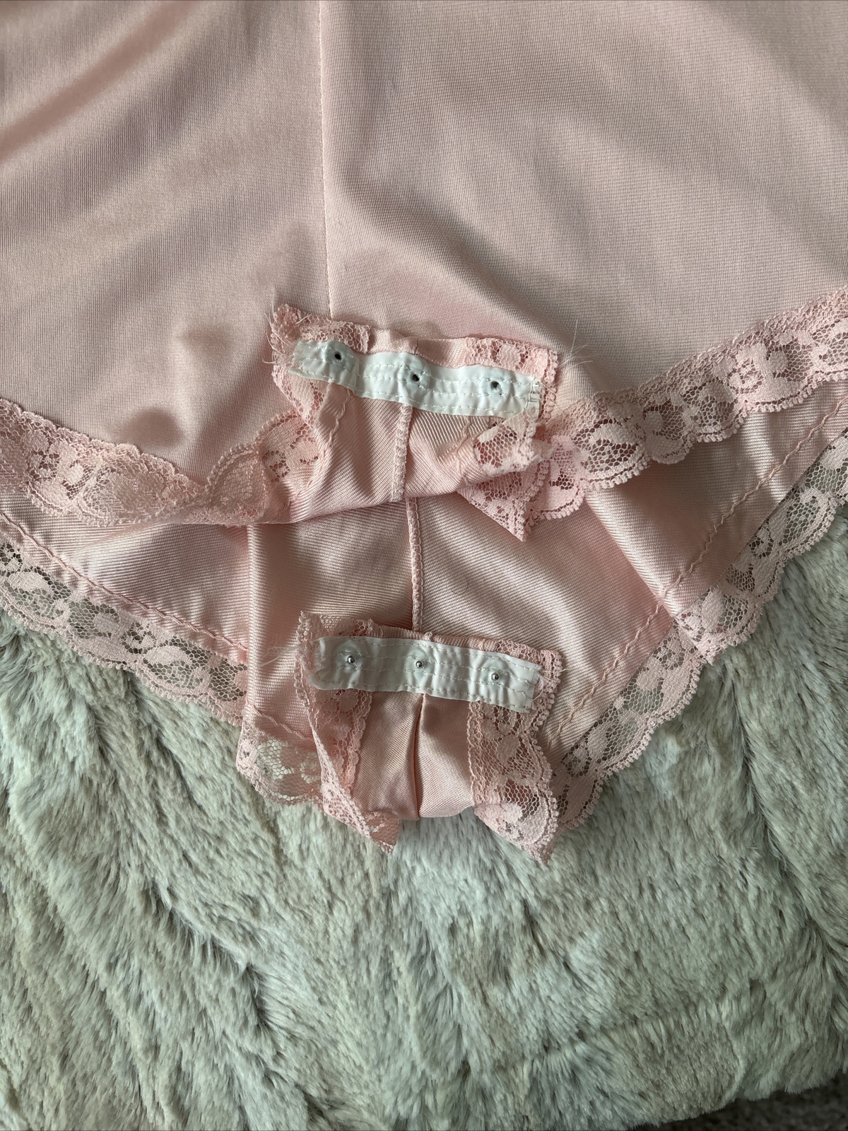 VTG Nylon Antron Satin Lace Teddy Bodysuit Playsuit Panty Sissy Romper USA Med