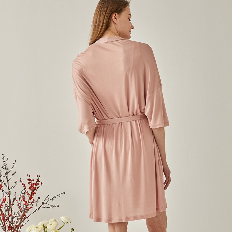 100silk Pajamas Women’s Thin Nightgown V-neck Tie Loungewear Nightdress Bathrobe