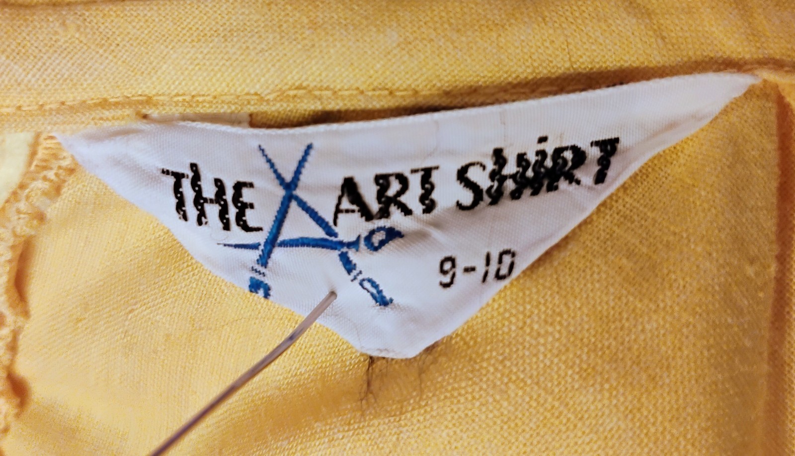 VTG 1970’s „the Art Shirt” Yellow Linen Pleated Ribbed Front Shirt Dress 9-10