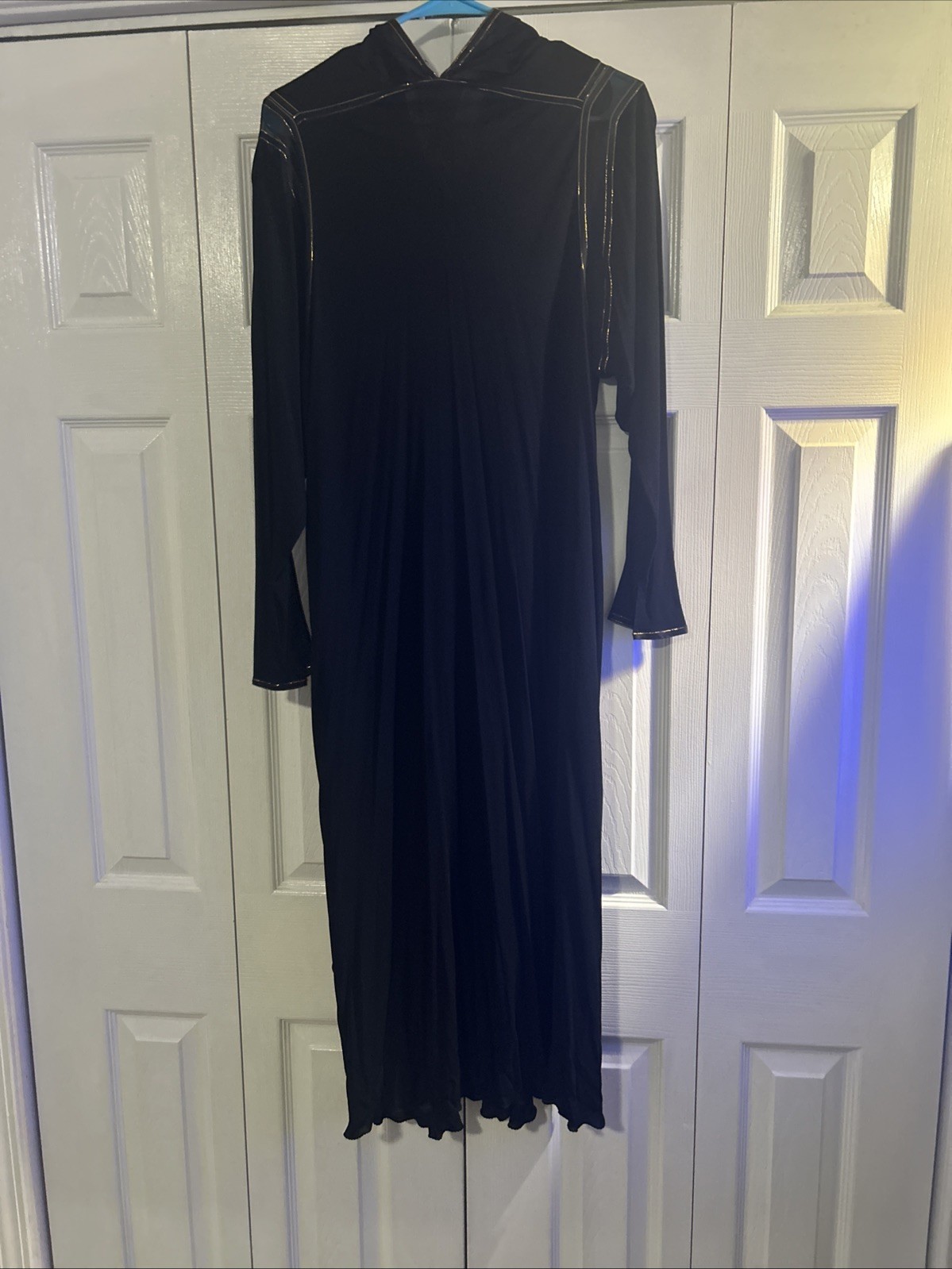 Vintage Janice Wainwright England Black Gold Viscose Dress Mesh US 10 UK 12