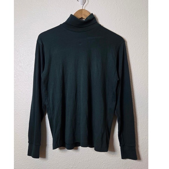 Vintage L.L. Bean Dark Green Turtleneck Long Sleeve Top Classic Minimalist