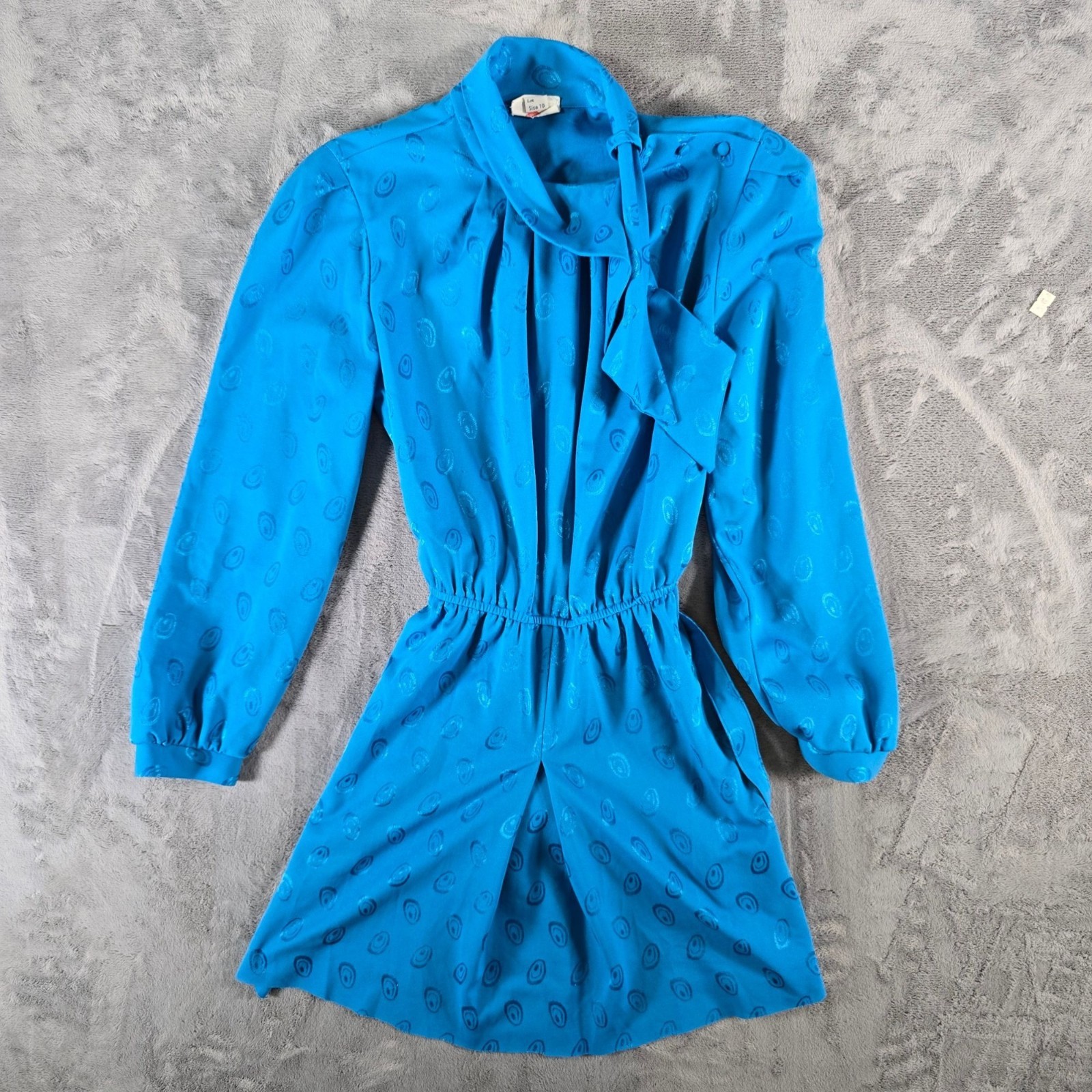Vintage 1980s The Jones Girl Cobalt Blue Lavallière Secretary Dress (Size 8/M)