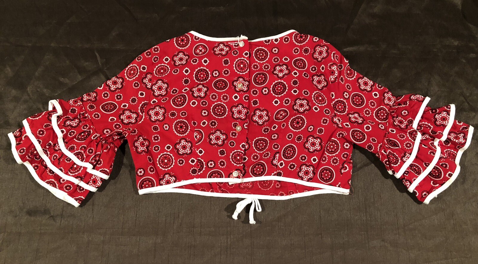 Vintage 60s Cuban Red bandana Western Wear rhumba salsa crop top blouse cotton s