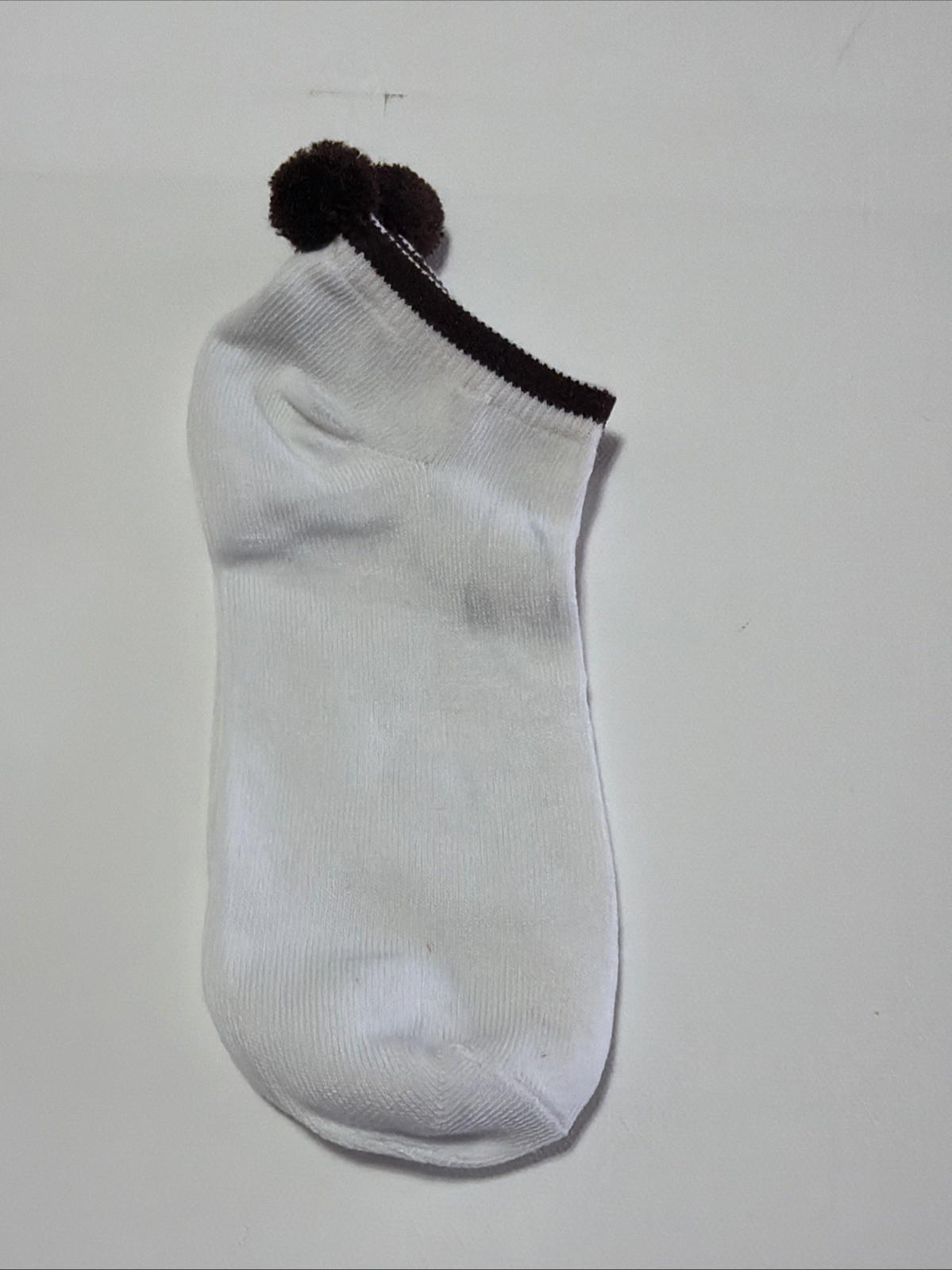 VTG Socks Women’s Brown 80’s Pom Sockettes 7-9 White NOS Acrylic Blend Nylon