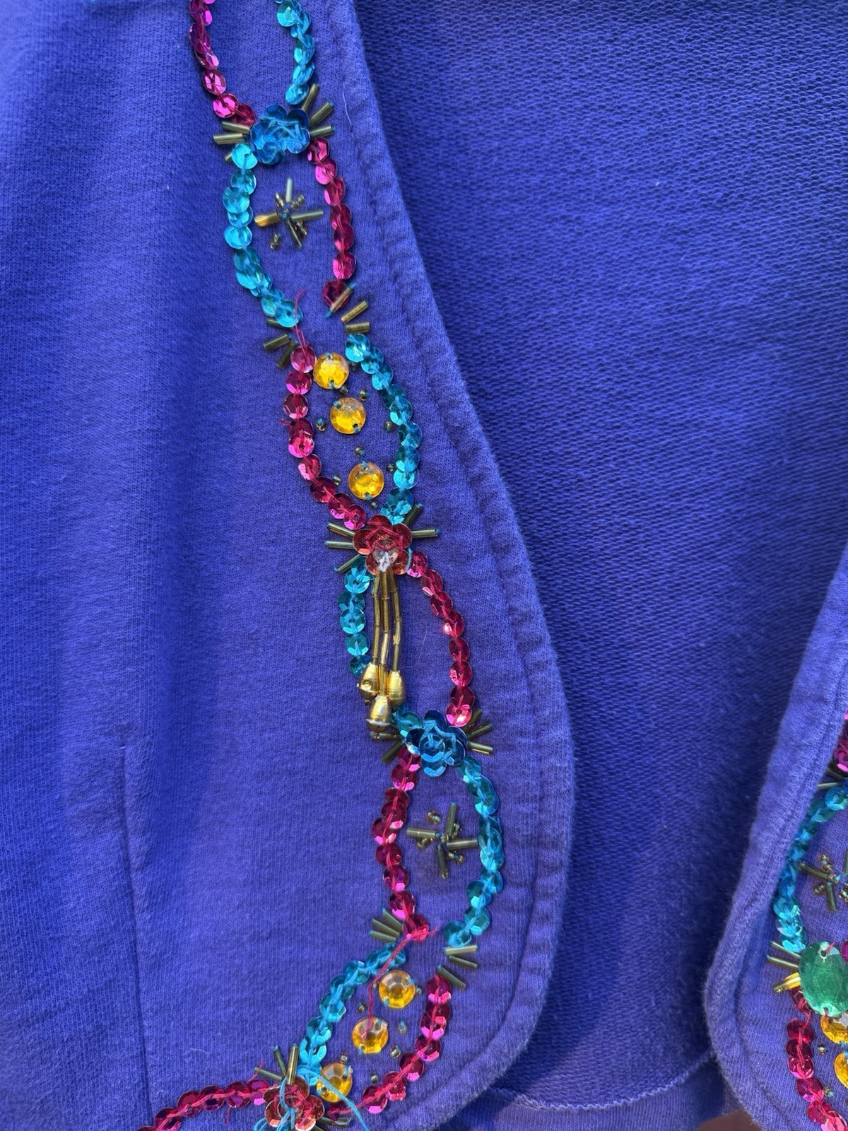 Vintage Purple Cropped Embellished Shrug Jazzie Small Cotton