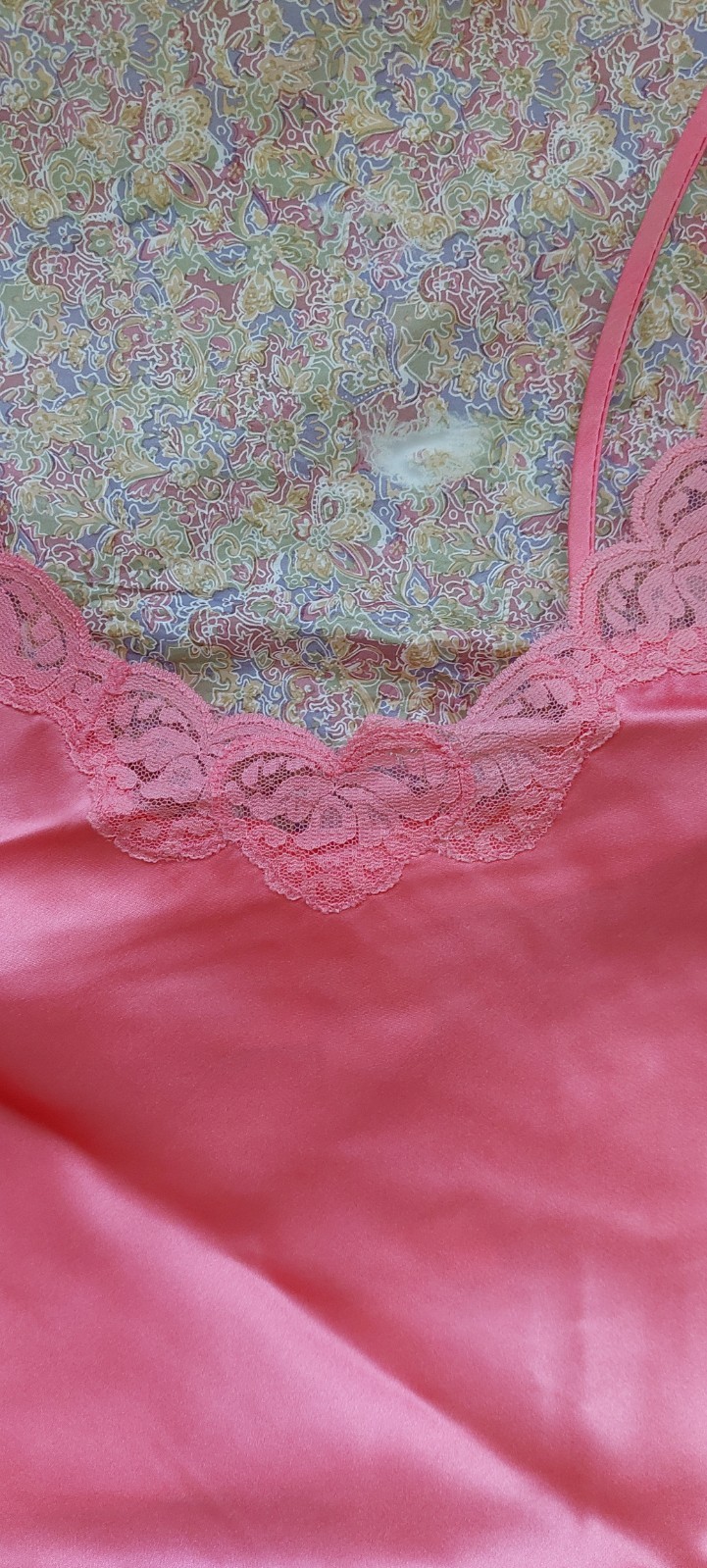 NWT~SILK~Vintage~Victoria’s Secret~Gold Label~Cami ~Top L ~Salmon Pink~Lace Trim