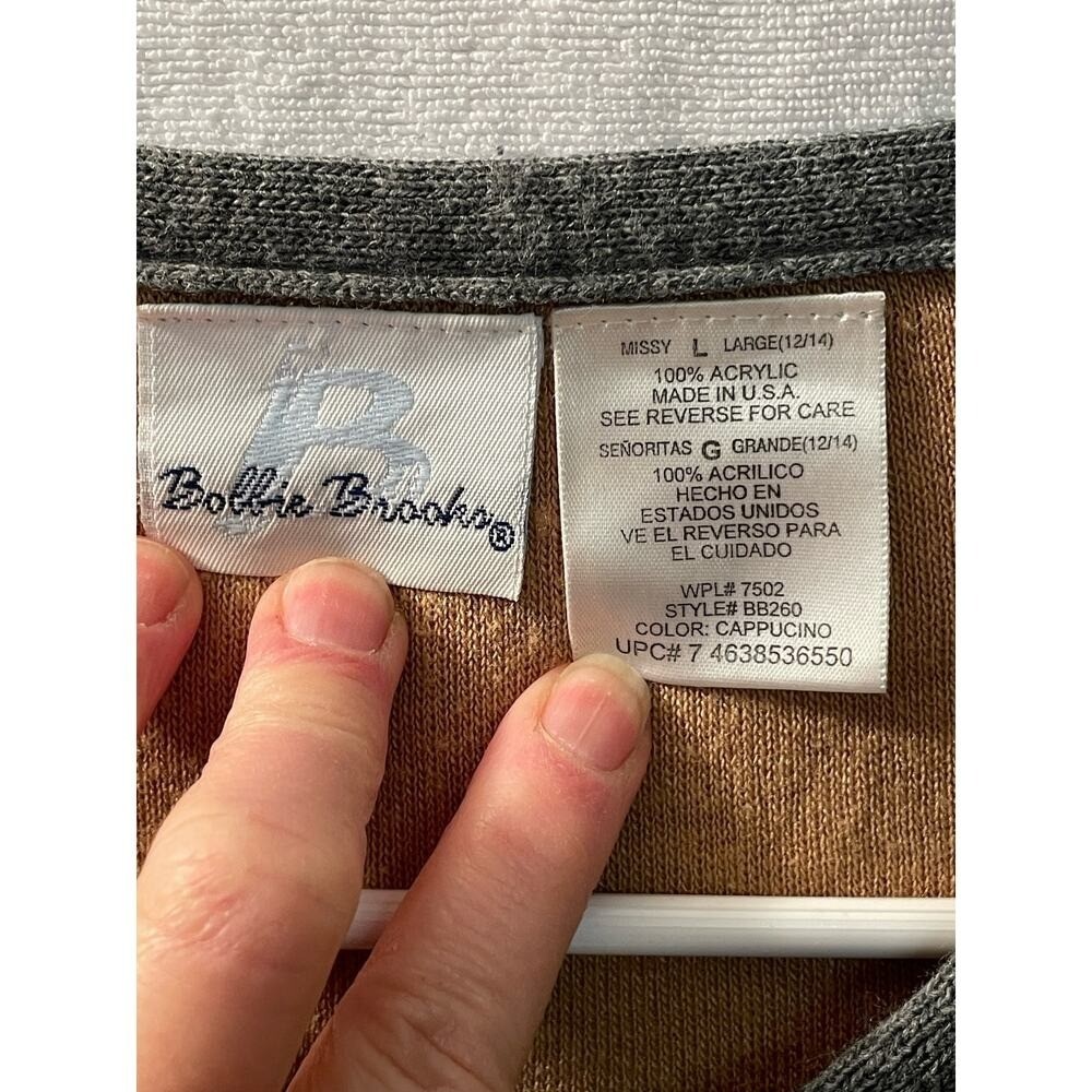Bobbie Brooks missy sweater tan gray long sleeve 12/14 large vintage