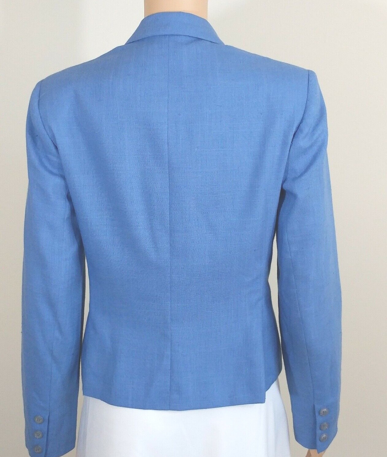 Vintage 1980s Prophecy One-Button Blazer, French Blue Linen-Like, Fully Lined, 8