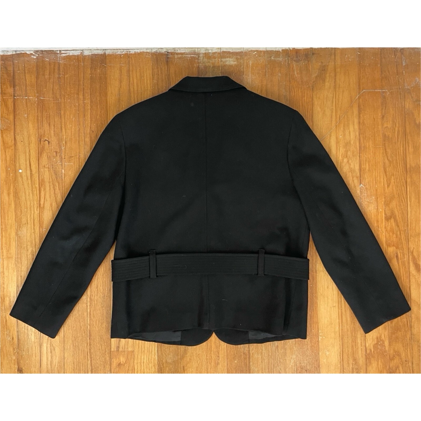 Vintage Black Wool Blazer Size Small (6) 1980s Stanley Blacker Belted Jacket