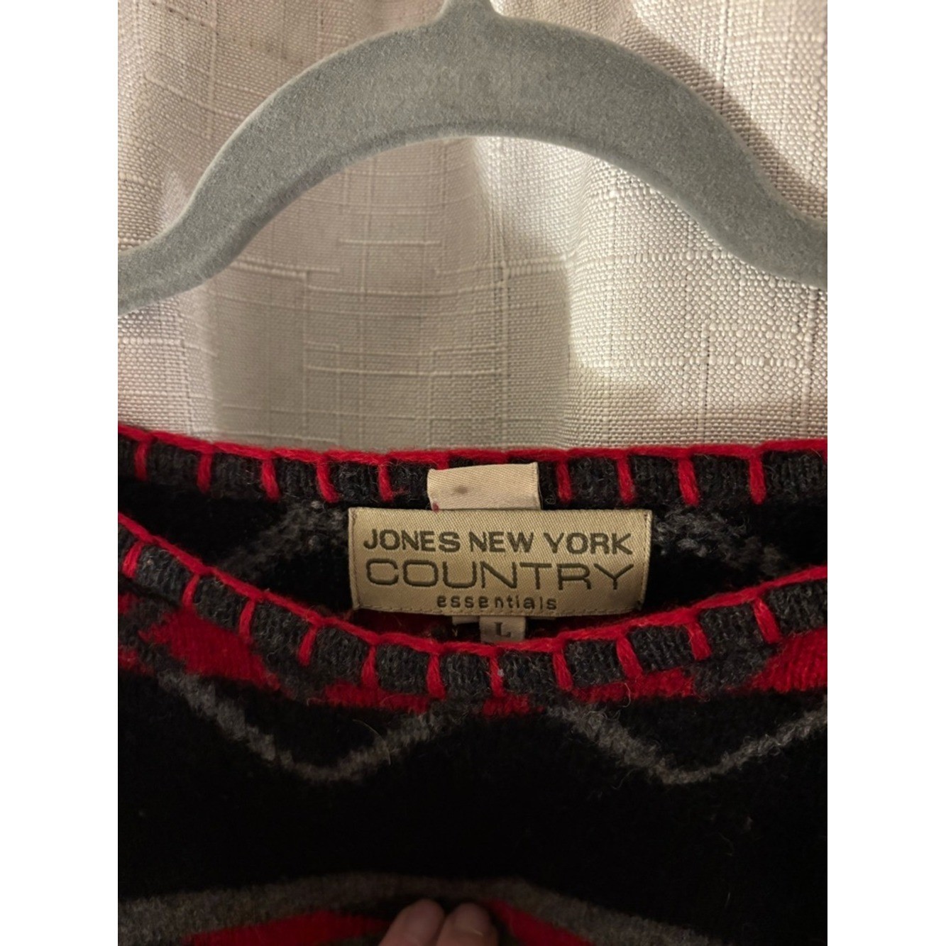 Vintage Jones New York 100% Lambswool Red, Gray, Black SW Geometric Sweater – L