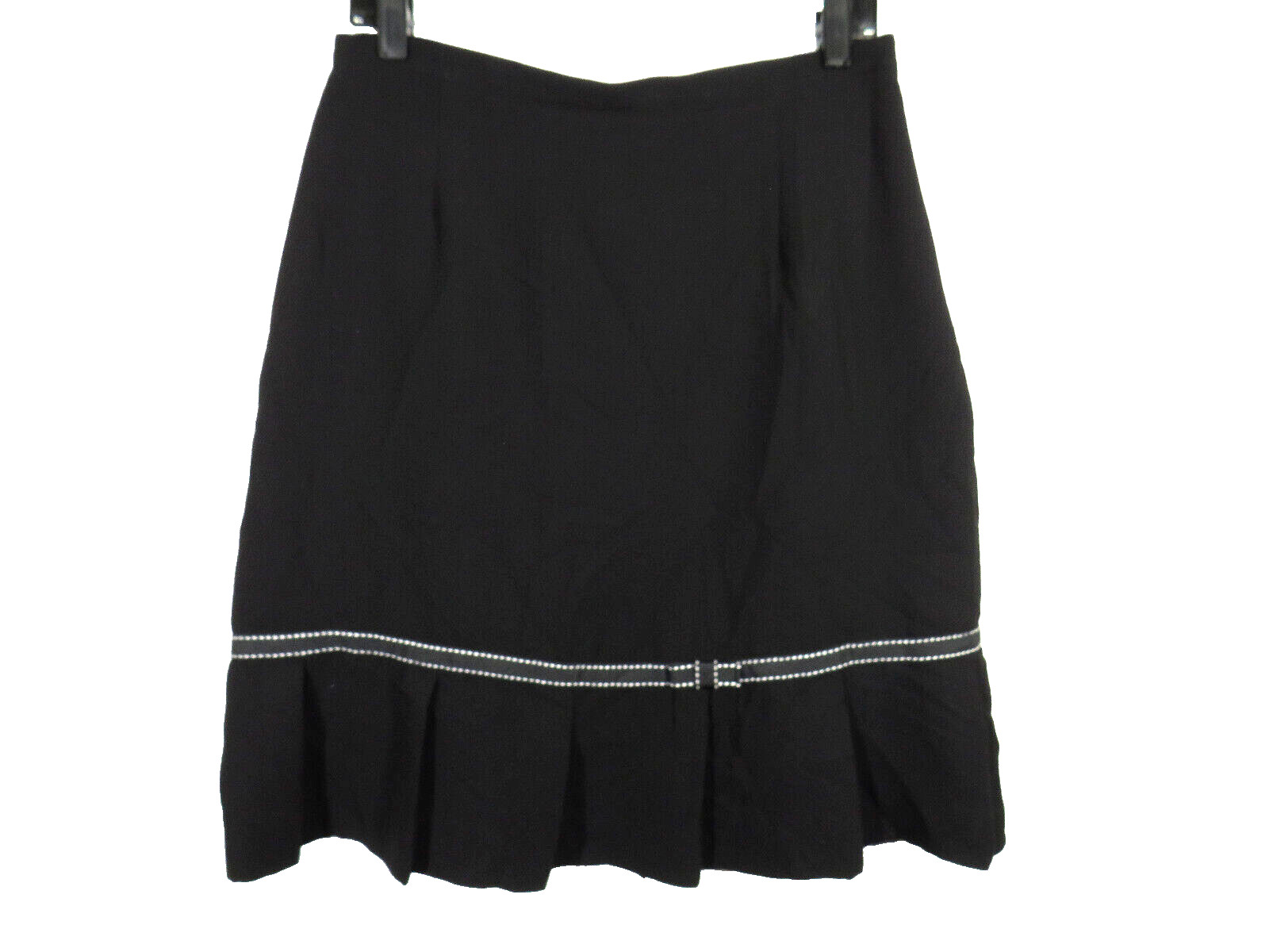 Vintage Michele Petite Black Pleated Hem Bow Detail Skirt Size 12 Petite