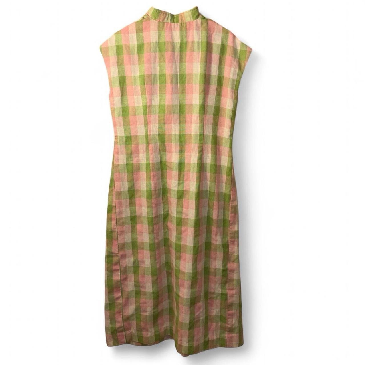 Vintage Handmade pink and green checkered plaid vintage 1950s S