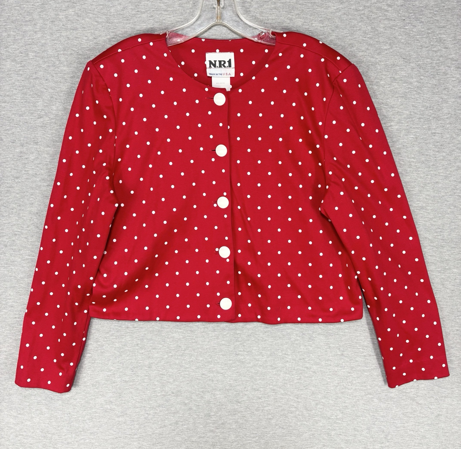 Vintage 80s Ned Gould Red White Polka Dot Midi Skirt & Cardigan Set Size 12(M/L)