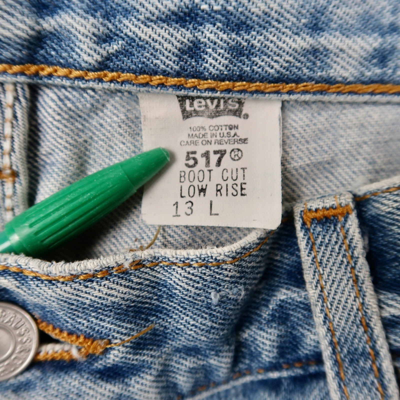 Vintage 90s Levis 517 Boot Cut Low Rise Jeans Women 13L Denim Made in USA