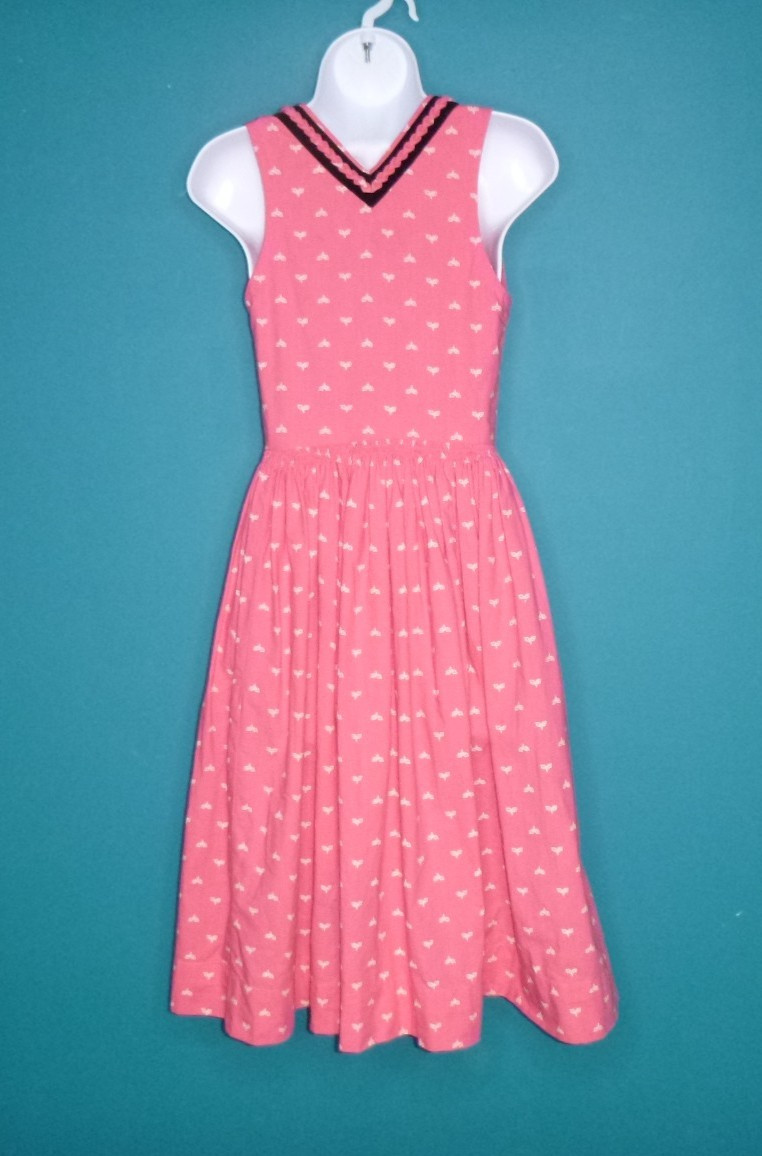 Vtg 40s Lanz of Salzburg Bavarian Cotton Traditional Drindl Pink White Sz S