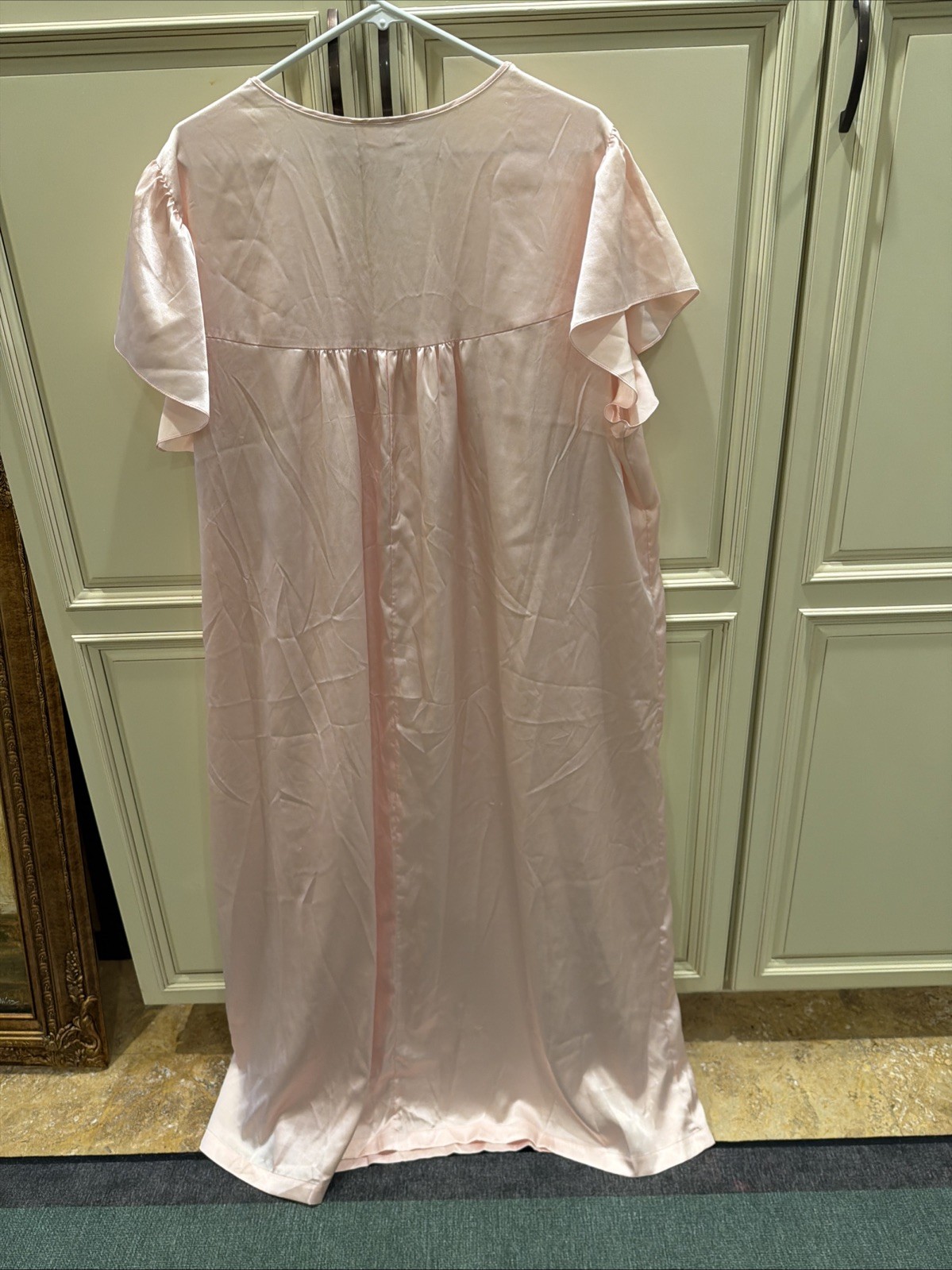 Barbizon Vintage Blush Pink Grannycore Sheer Lace Trim Embroidered Nightgown XL