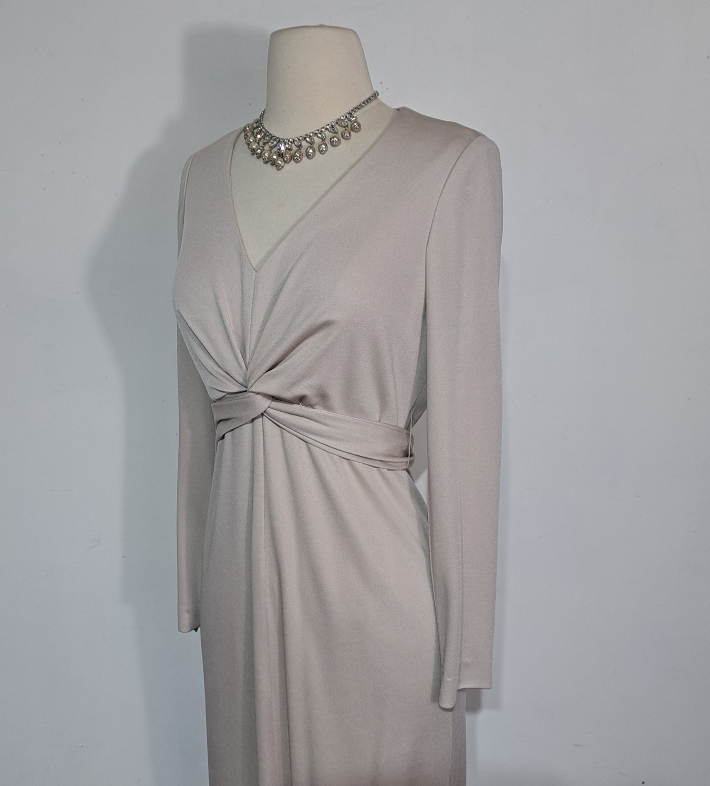 Vintage Jersey Knit Maxi Goddess Dress Knot Twist Waist Sz S