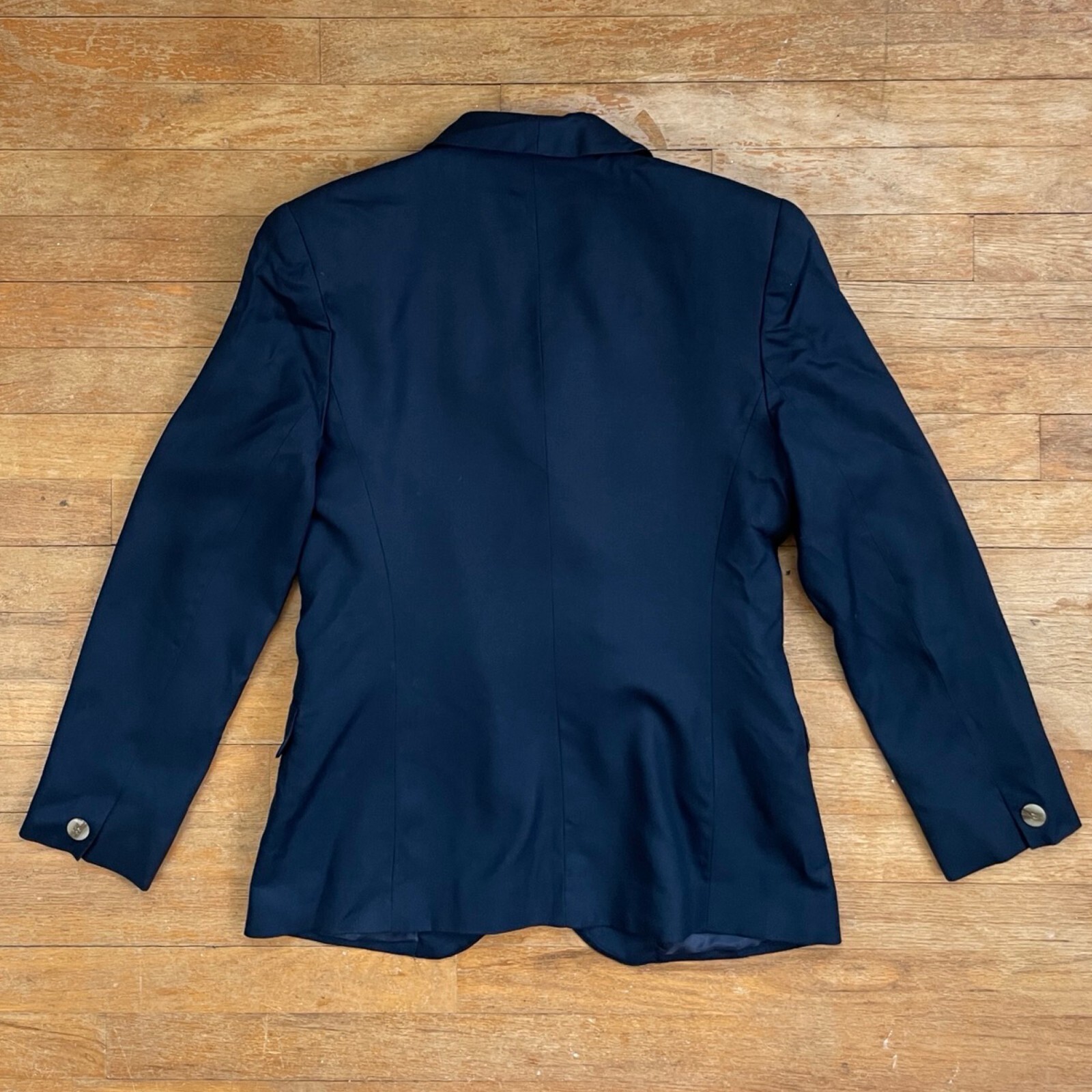 Vintage Double Breasted Blazer Size Small 80s Deep Blue Woven Rayon Sport Jacket
