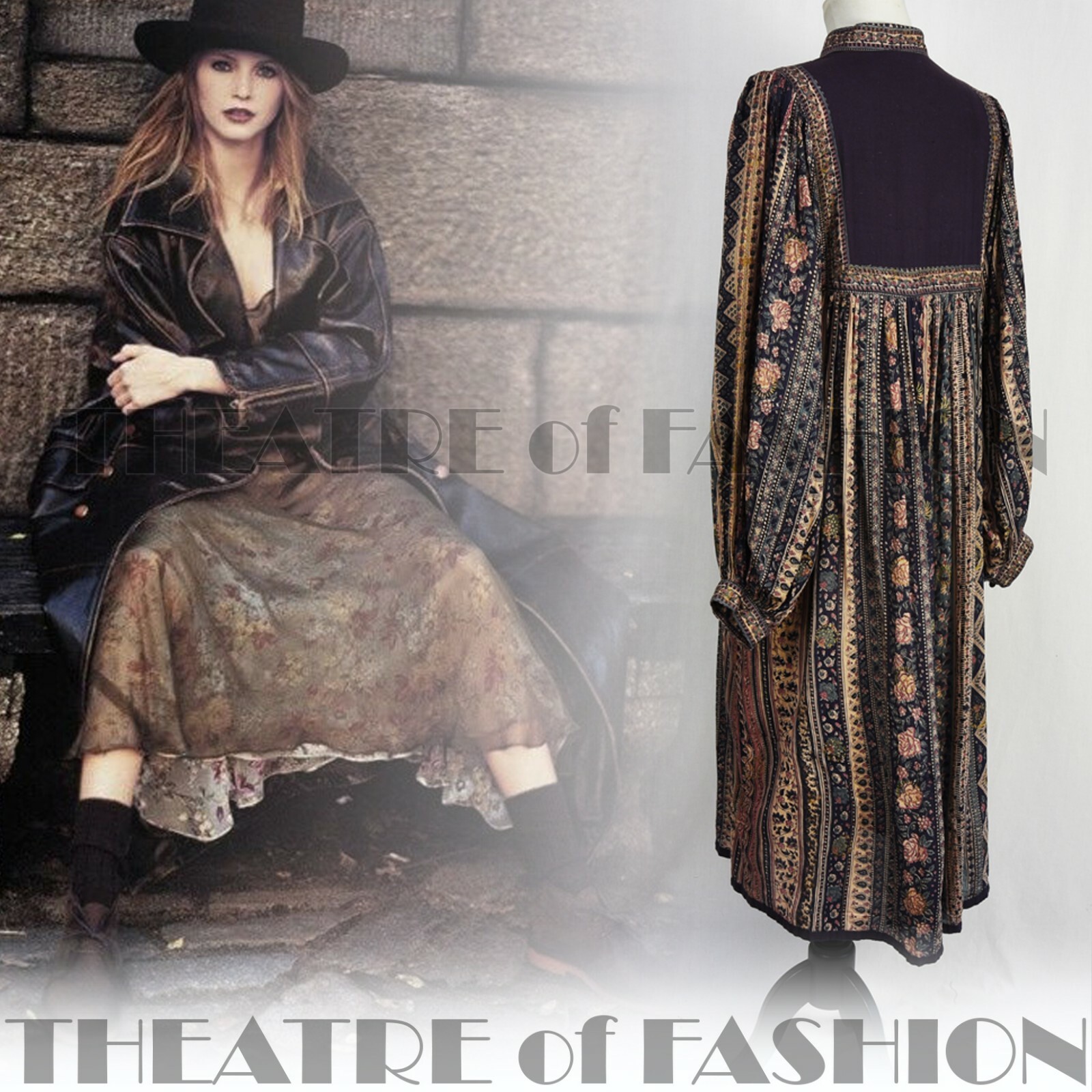 DRESS INDIAN PHOOL WEDDING 70s VINTAGE KAFTAN BOHO HIPPY-LUXE GODDESS M L XL XXL