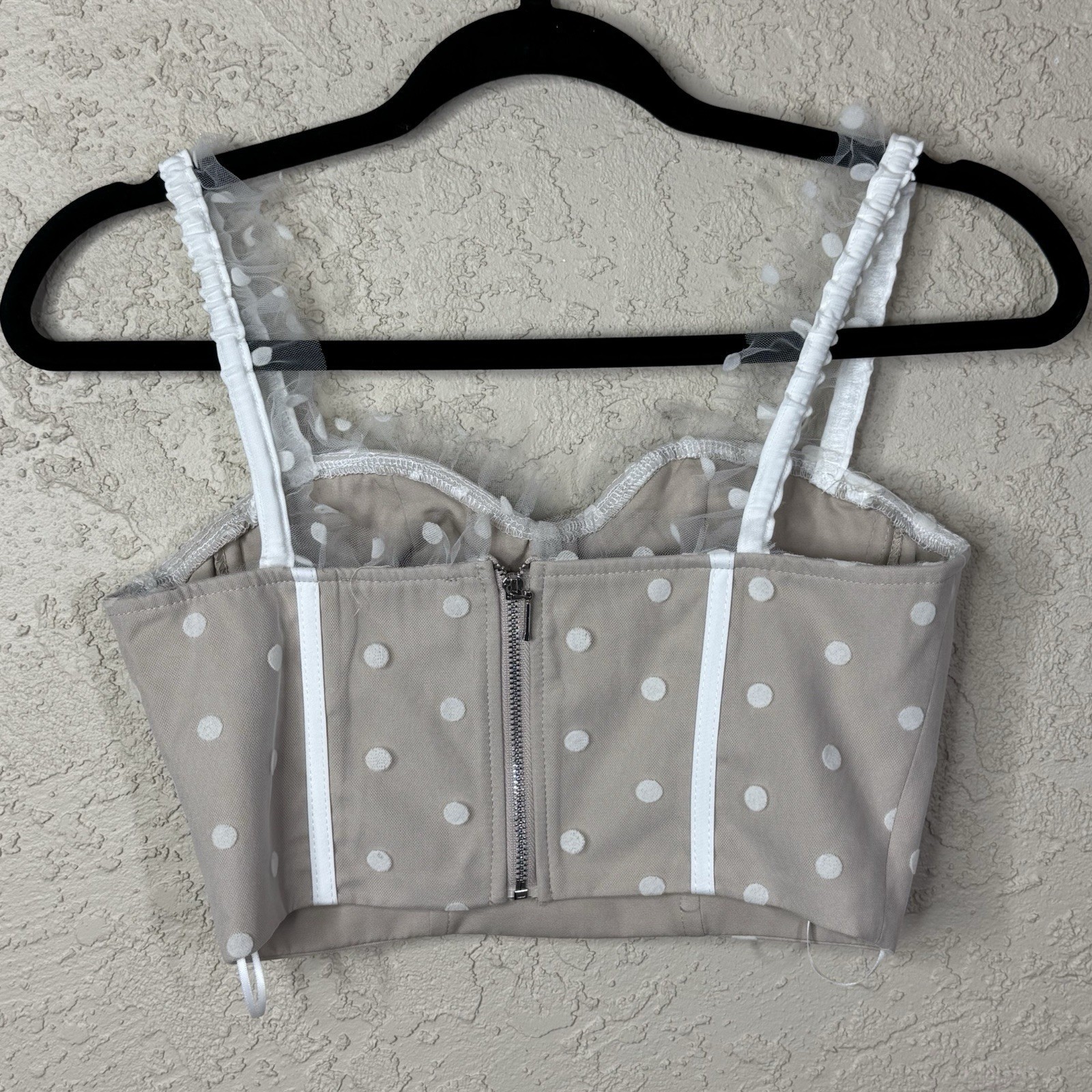 Hello Molly Corset Top Sheer Polka Dot XS Dainty Feminine Cottagecore Coquette