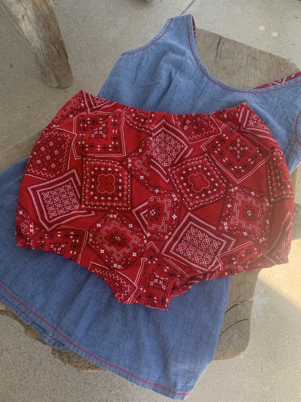 Vintage 1950’s Western Chambray And Bandana Print 3 Piece Set