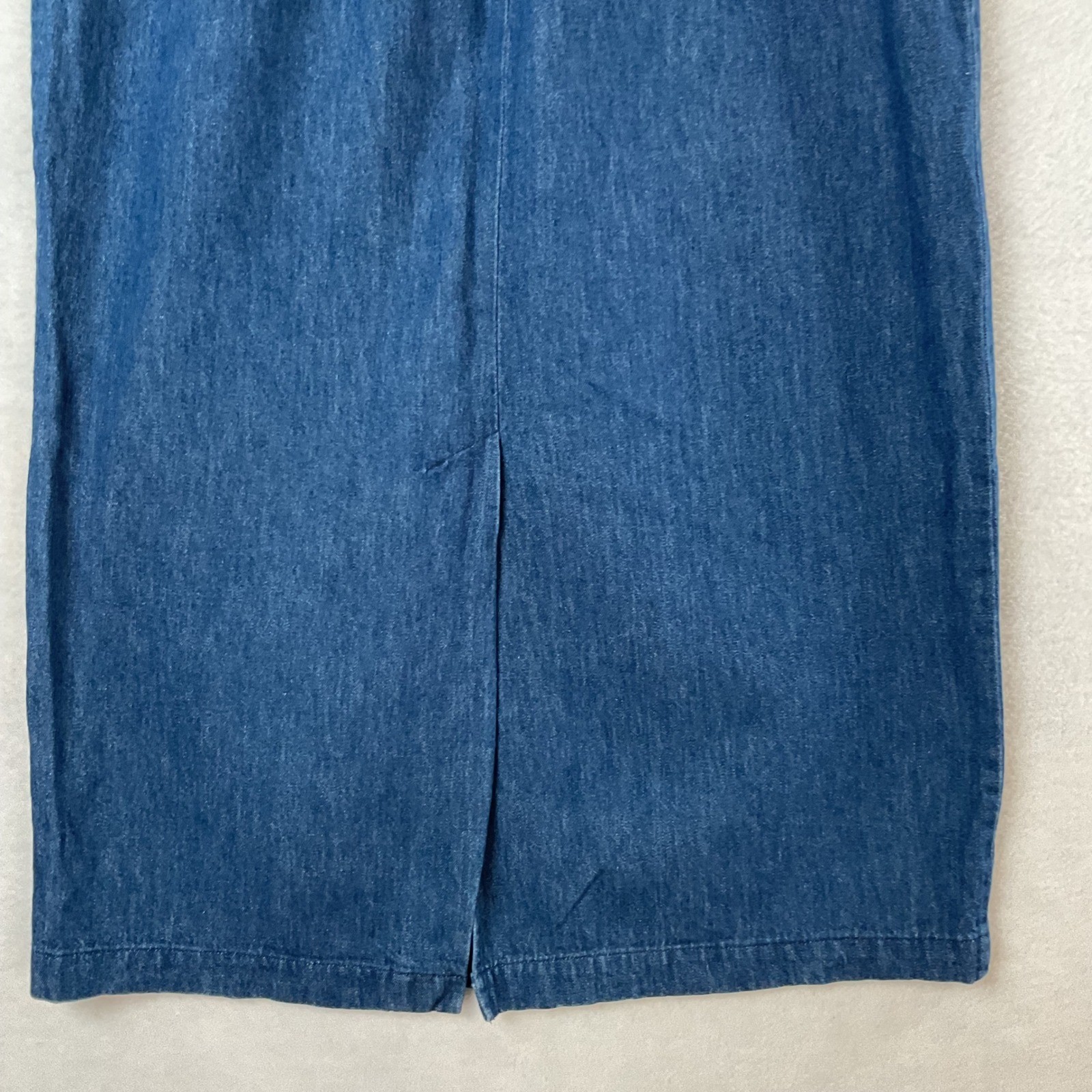 Bushwacker USA Vintage Denim Midi Skirt Blue Cotton Pleated High Waist Size 14