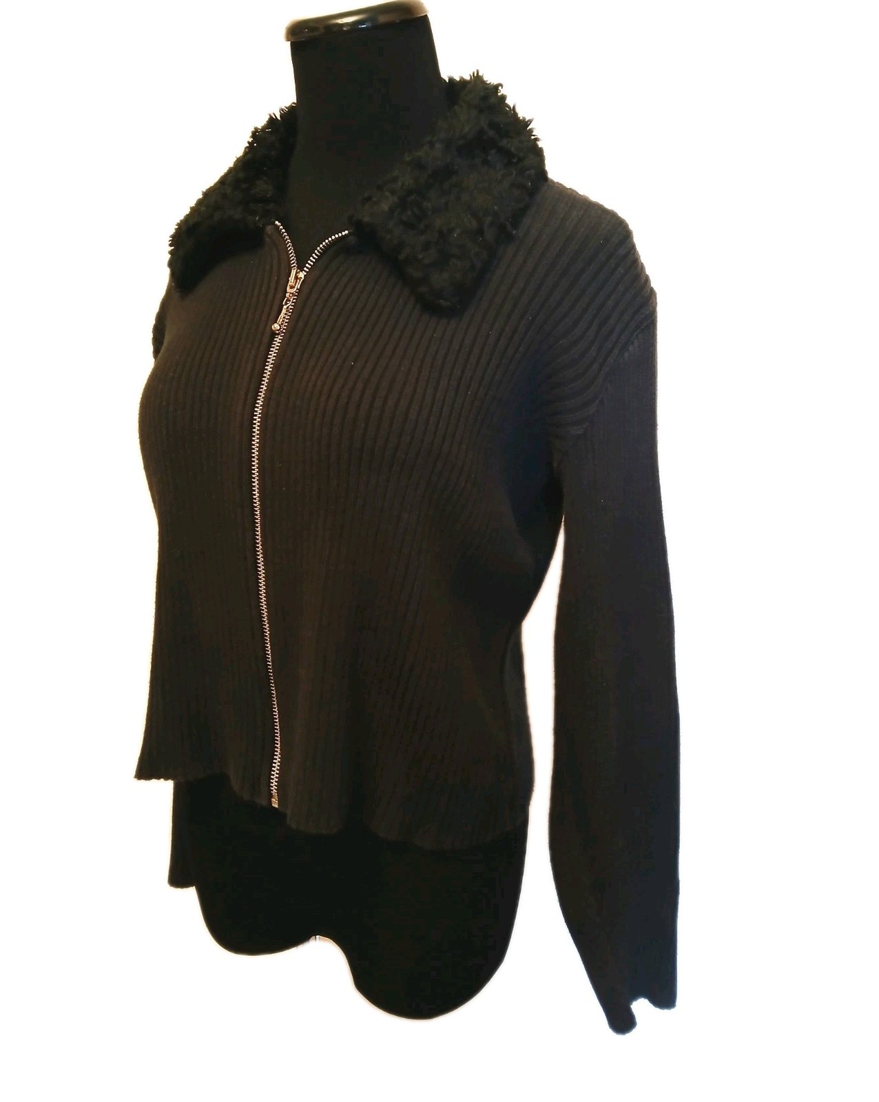 Vintage Phases Y2K 1990’s Black Cropped Black Zippered Sweater Size M