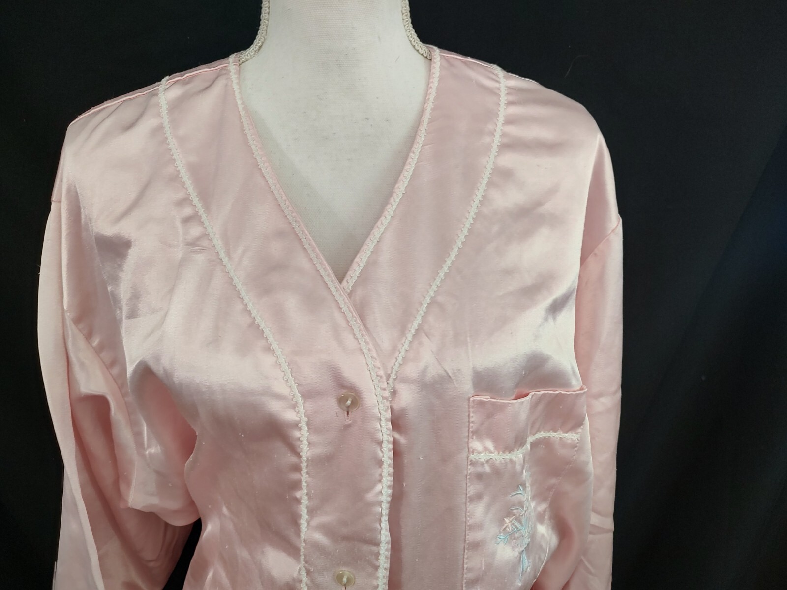 Vintage 90’s Nightgown Erica Taylor Brushed Back Satin Shine Pink Nightshirt L