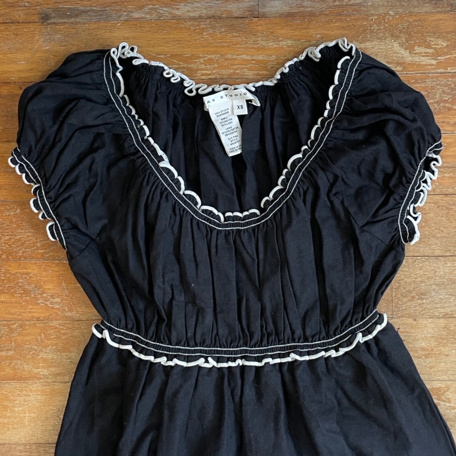 Vintage Floral Embroidered Gabardine Dress Size XS 1990s Max Studio Rayon/Linen