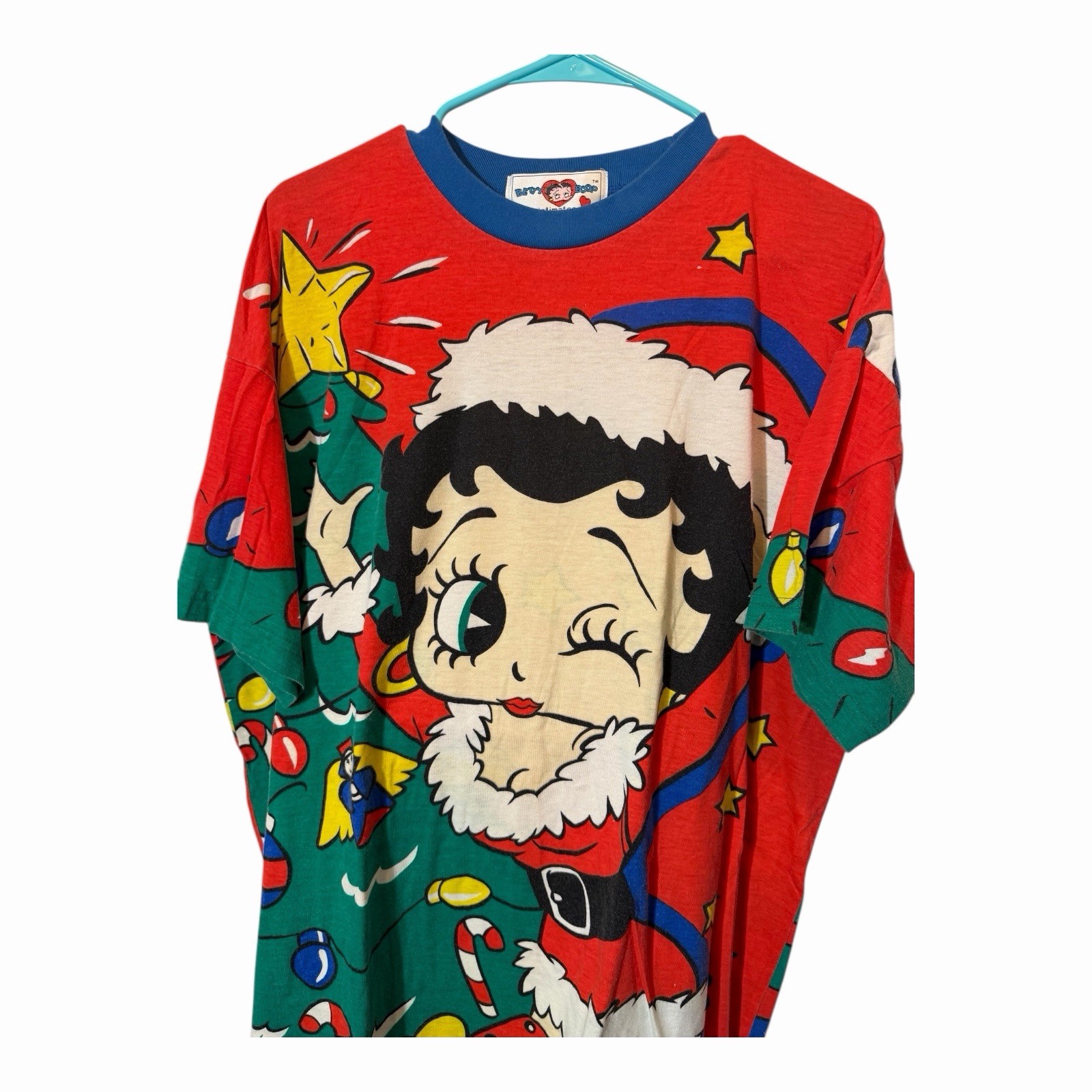 Vintage 1994 BETTY BOOP INTIMATES Christmas t shirt oversized AOP cover up 90s