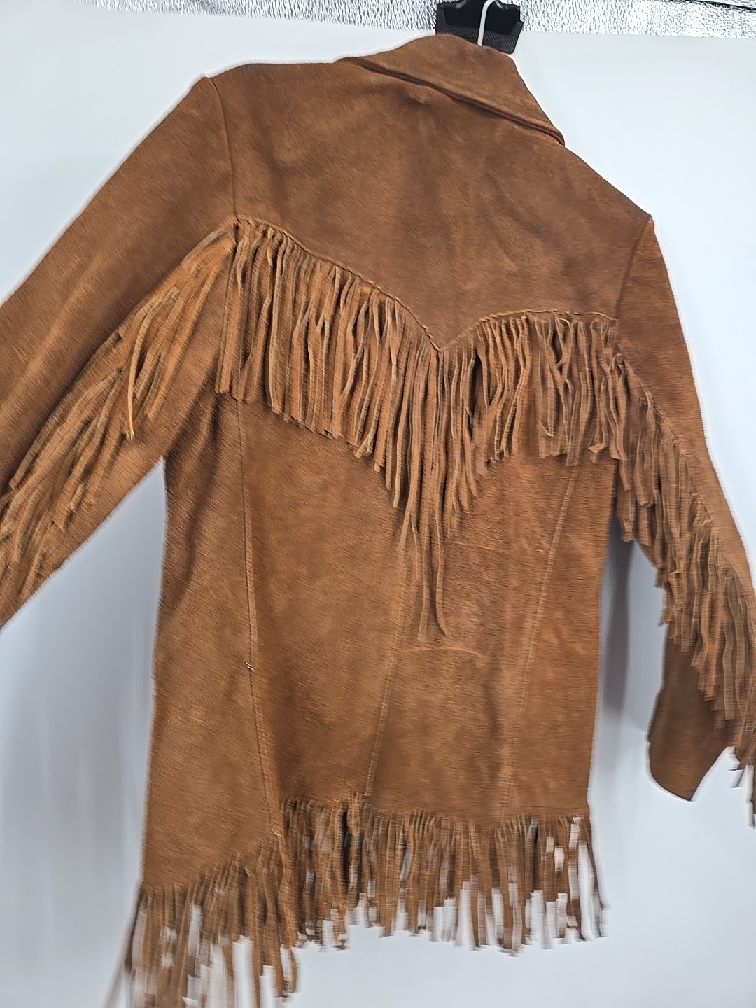 Vintage 1960s Pioneer Wear Brown Suede Fringe Jacket Coat Womens 16 Retro Cowboy