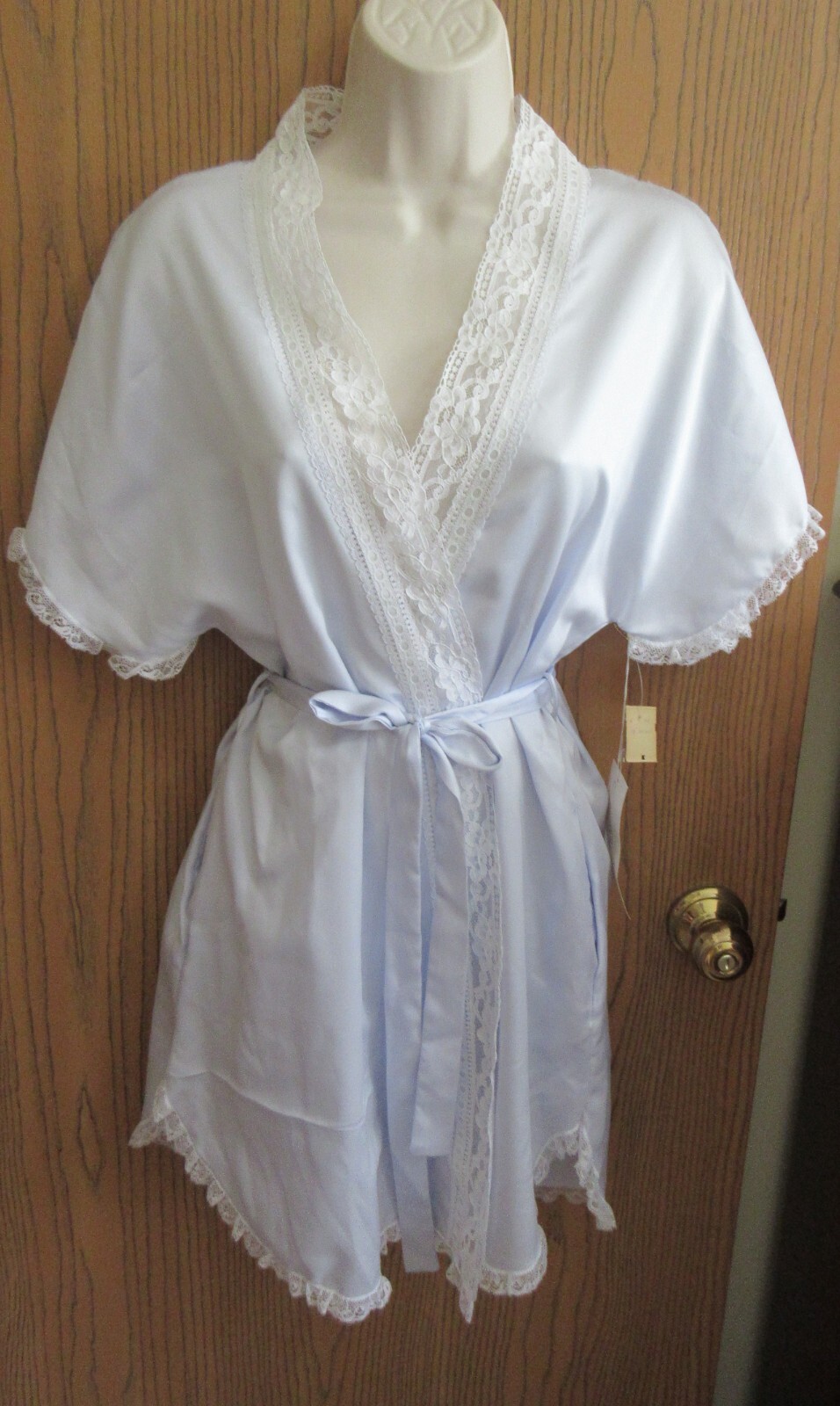 VINTAGE CAROLE HOCHMAN CHEVETTE KNEE length kimono open frt robe sz M DEAD STK