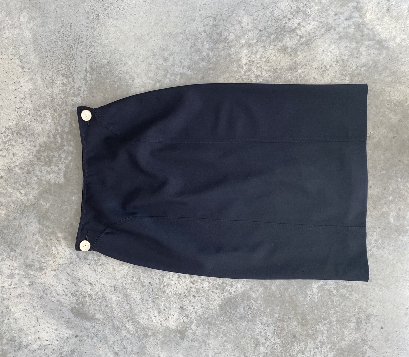 Vintage Valentino Skirt Black Wool Wiggle Moonstone Buttons Pencil 44 / US 10