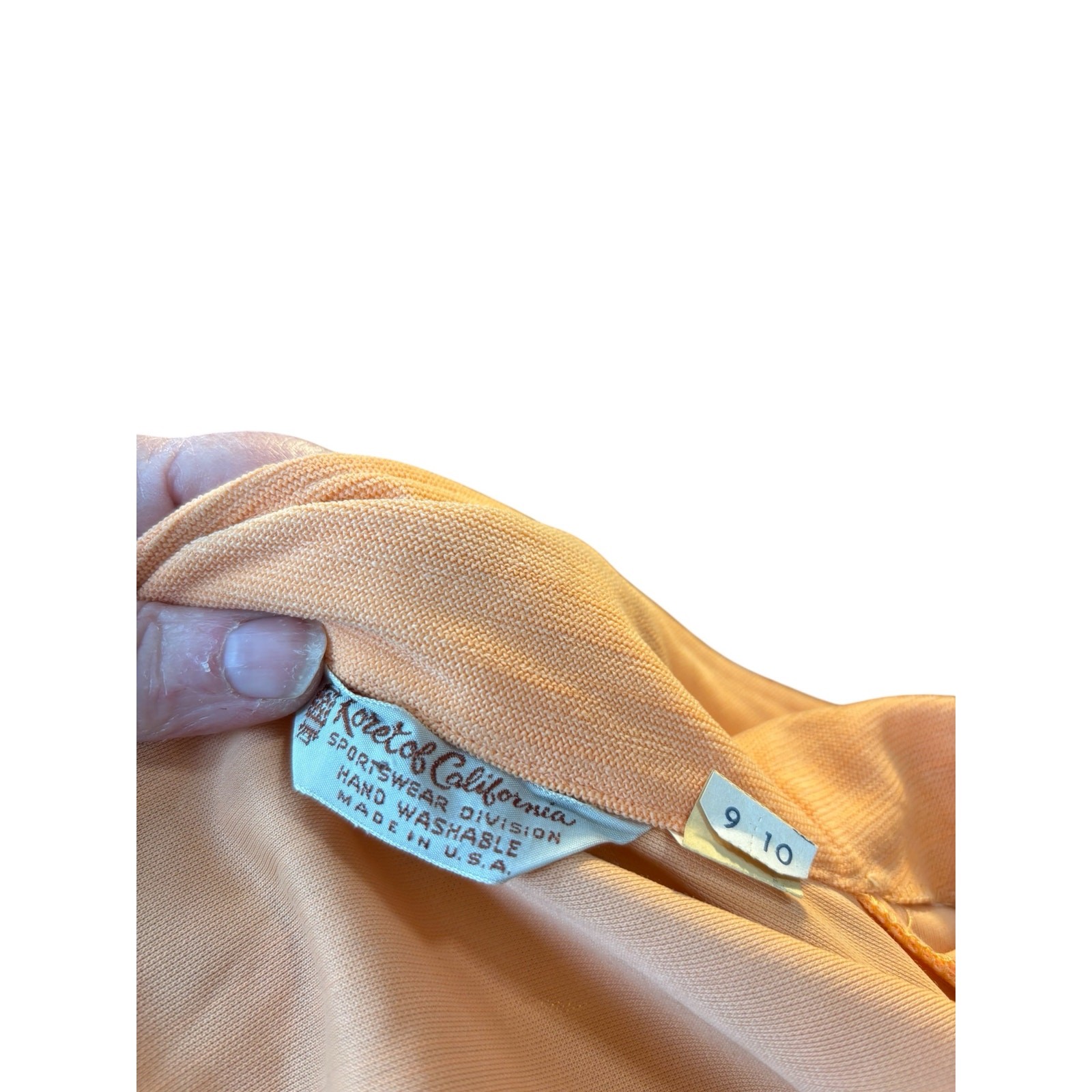 Vintage Koret of California Bengara Wing Collar Shirt Apricot Crepe Knit NOS