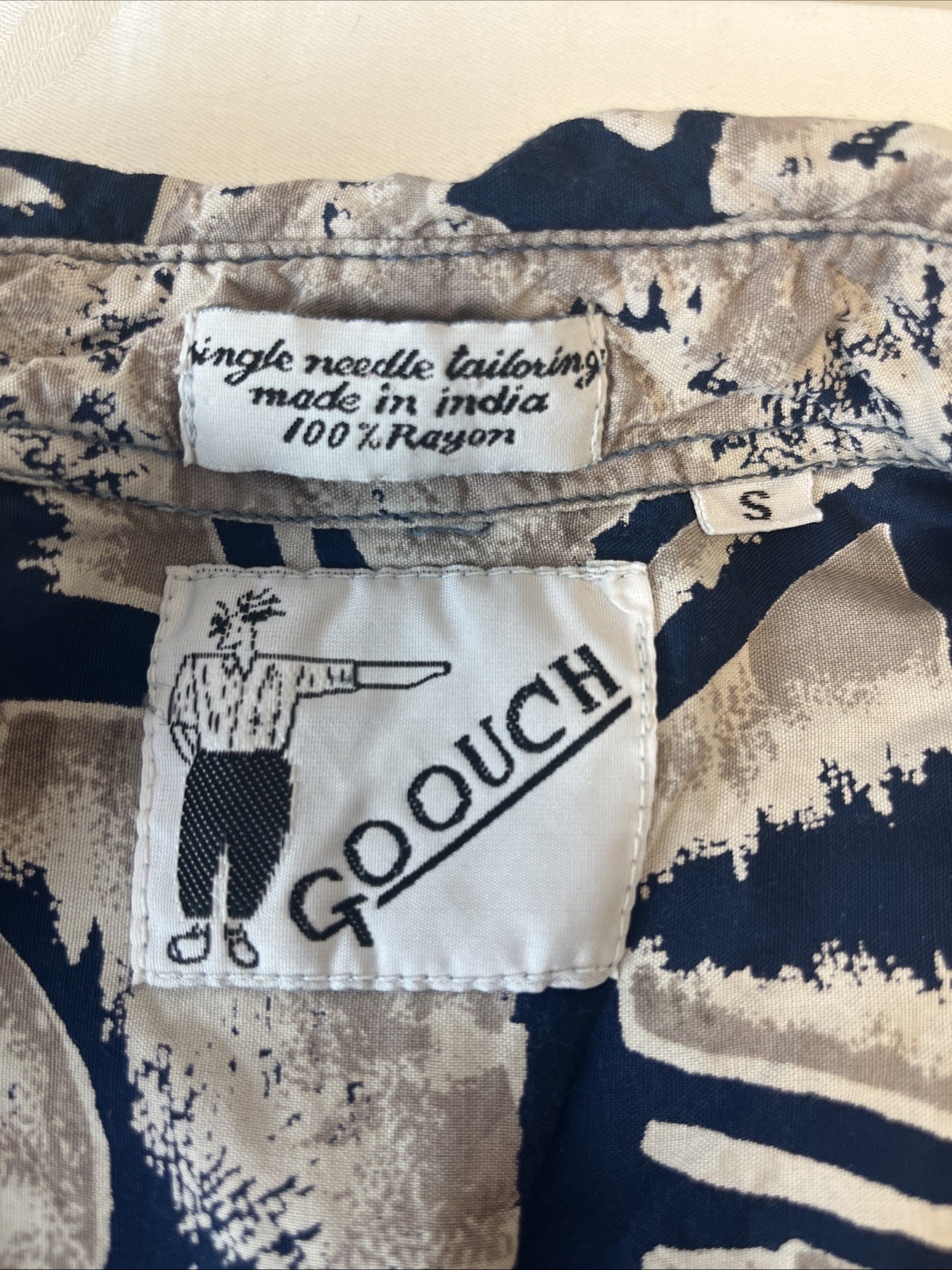 Vtg 1980s Pop Art Rayon Women’s Big Shirt Tunic „Goouch” Made in India Size S