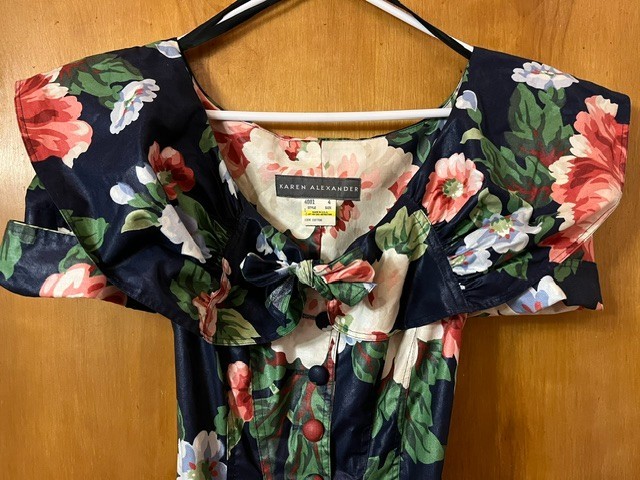 Karen Alexander Vintage Dress 80’s 90’s Excellent! Floral Cotton Sateen Size 4