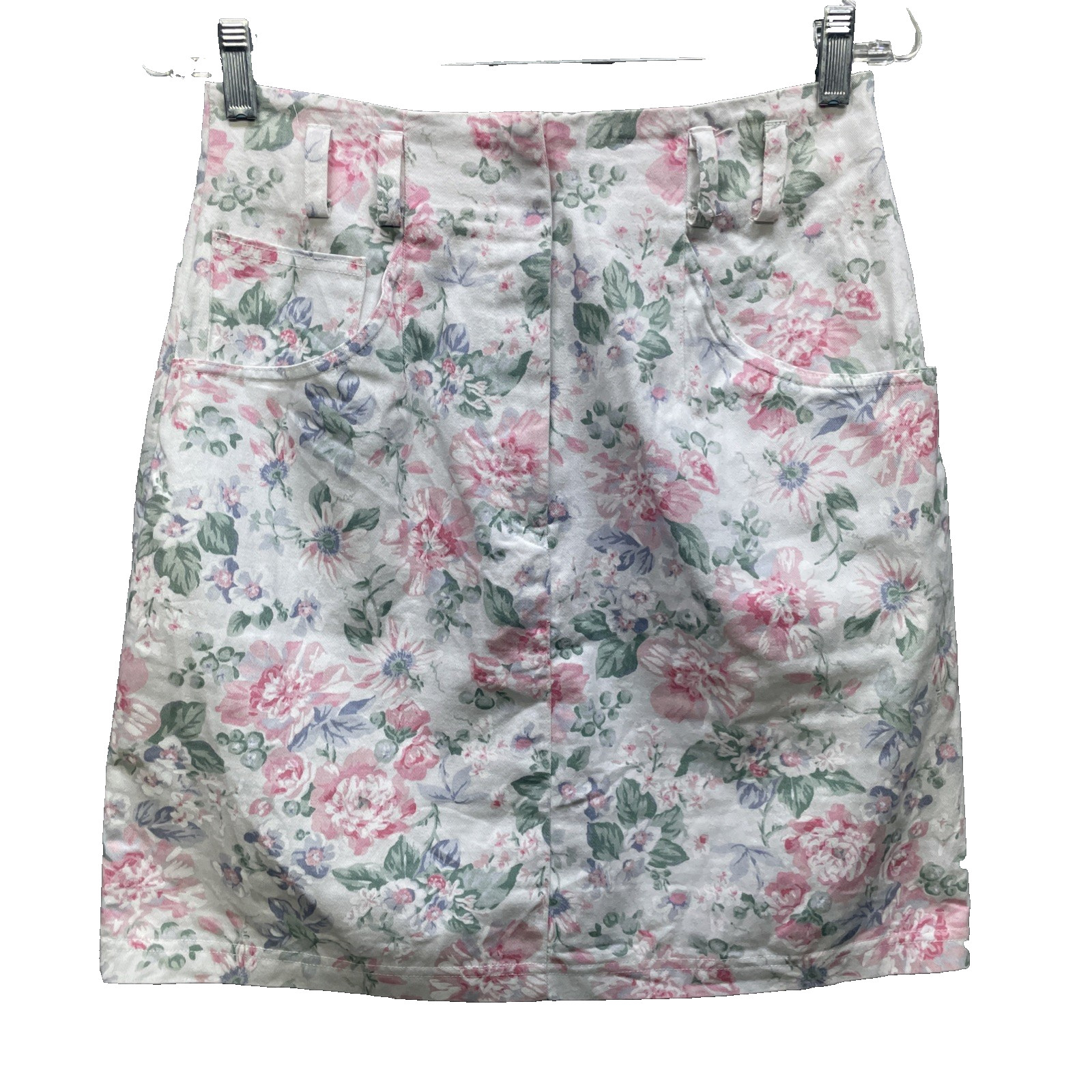 Vtg Y2K BEST American Clothing Co Women 9/10 Pastel Floral Pink Skirt High Waist