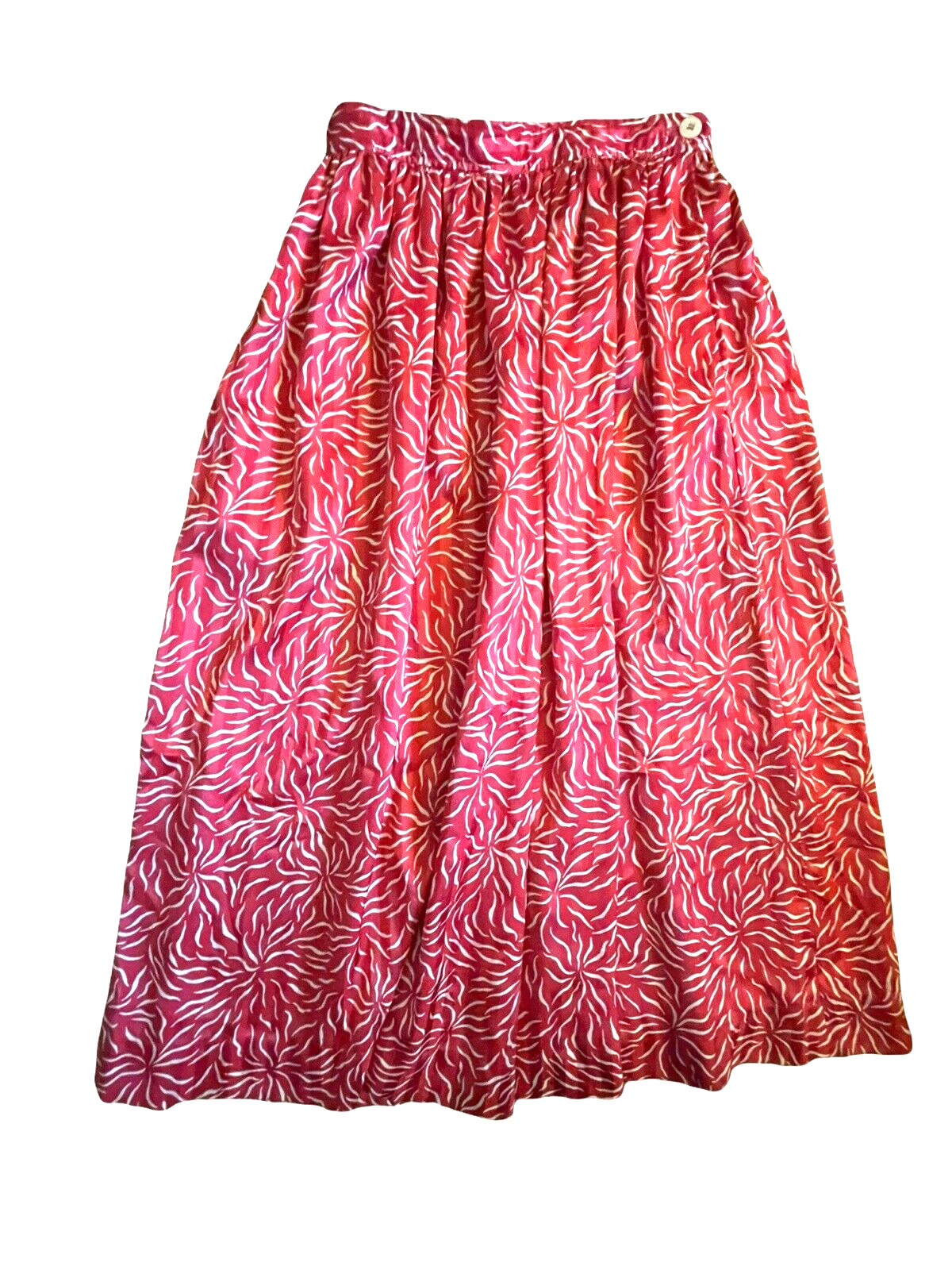 Vtg 80s Long Skirt Silk Union Made Evan Picone Starburst Pink Size 0 2 4 XS
