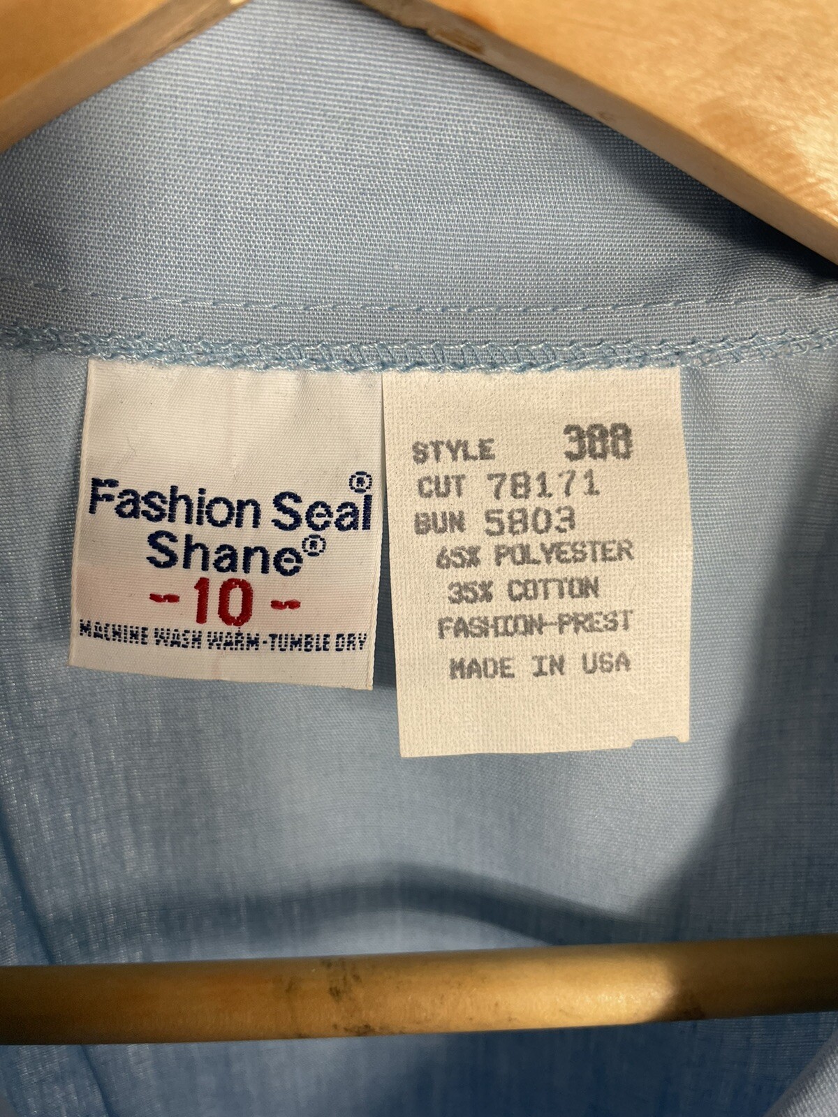 Vintage 70s Fashion Seal Shane Collared 2 Pocket Blue Nurse Scrub Shirt Size 10