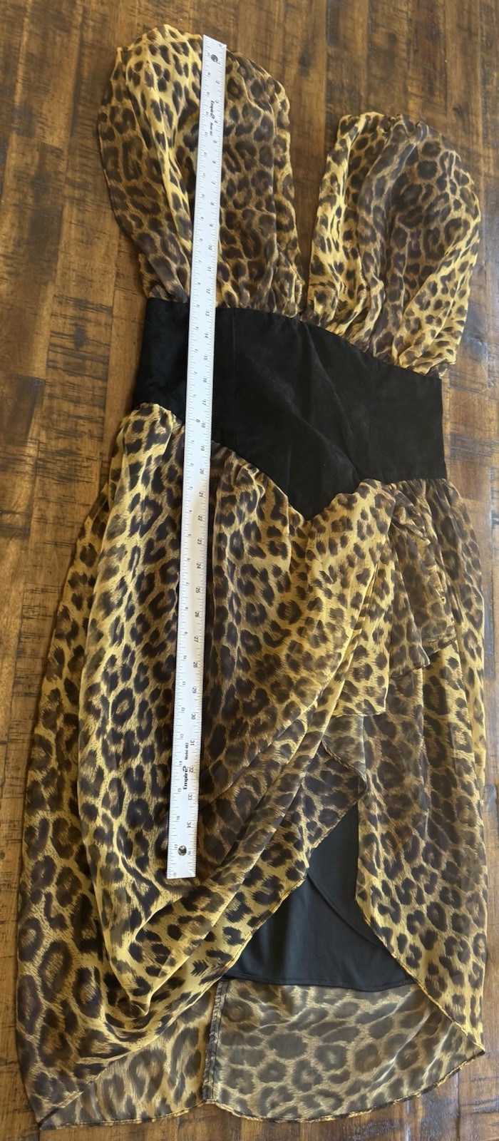 Vintage 80 Climax Karen Okada for David Howard Dress 13/14 Leopard Chiffon Suede